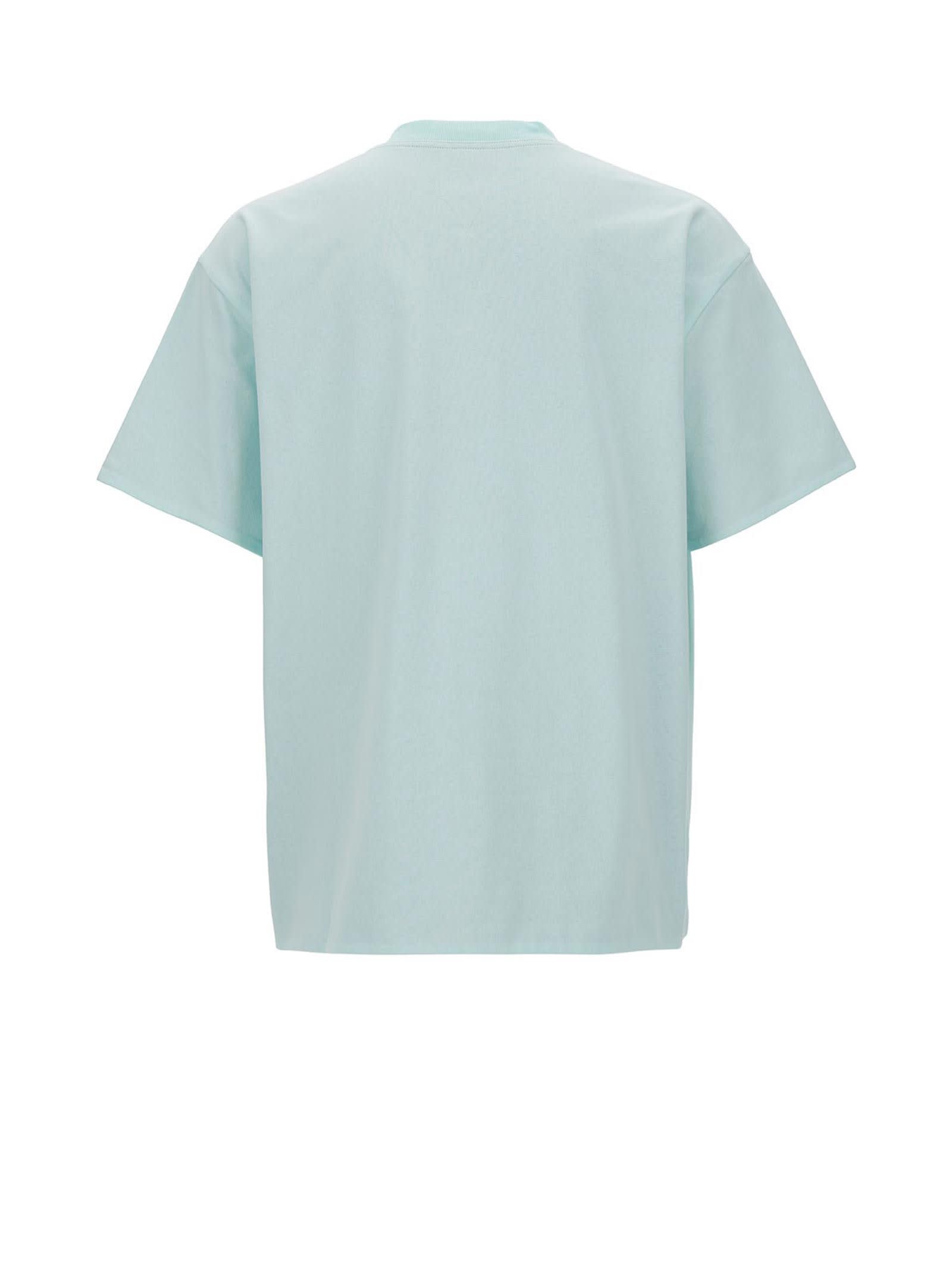 Shop Bottega Veneta T-shirt In Pale Turquoise Navy