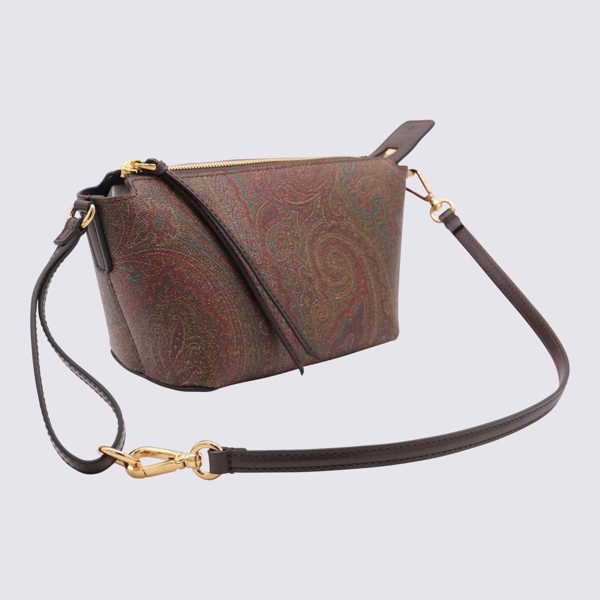 Etro Multicolor Leather Shoulder Bag In Brown