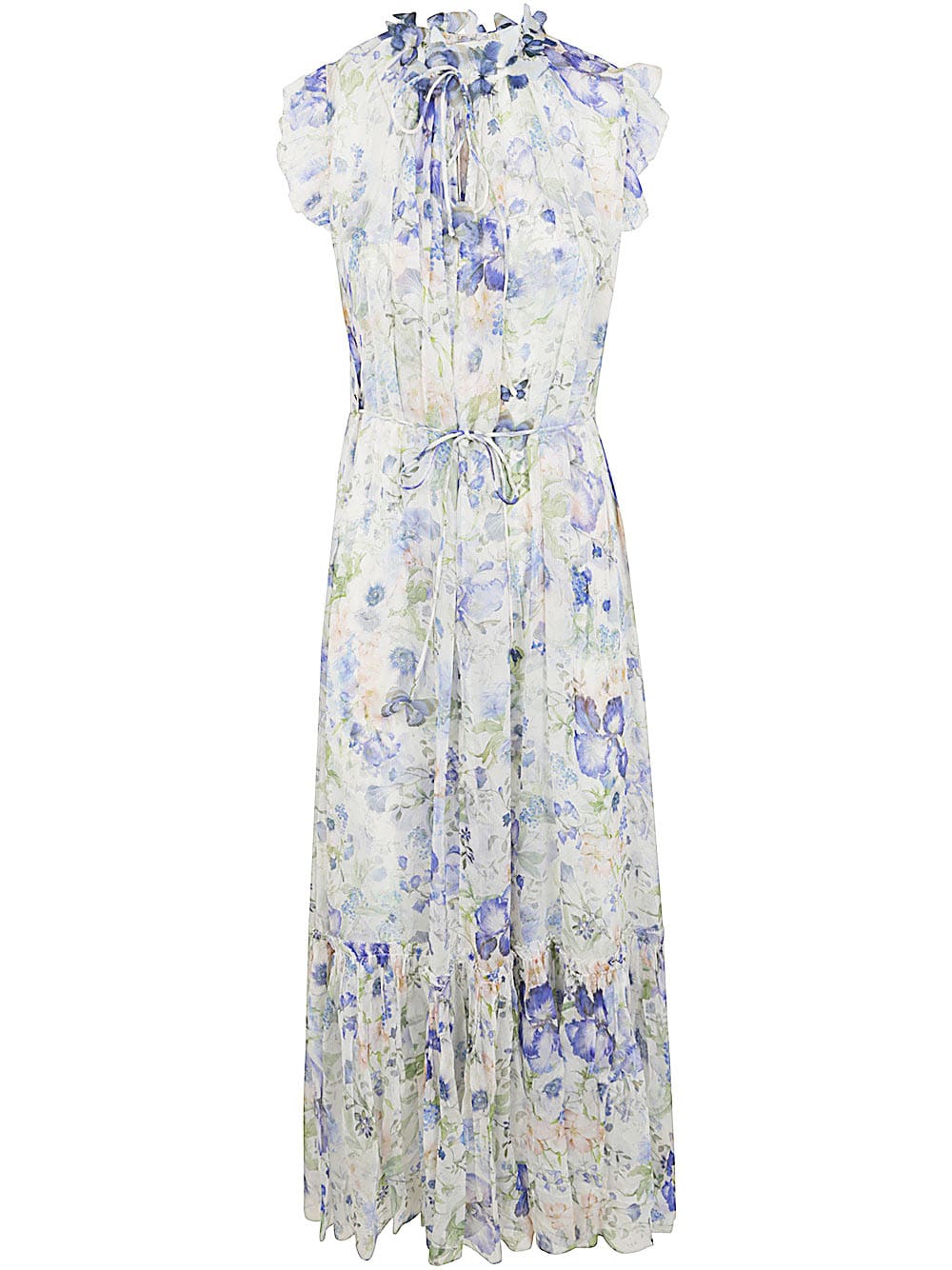 Shop Zimmermann Natura Flutter Dress In Blugrpr Blue Garden Print