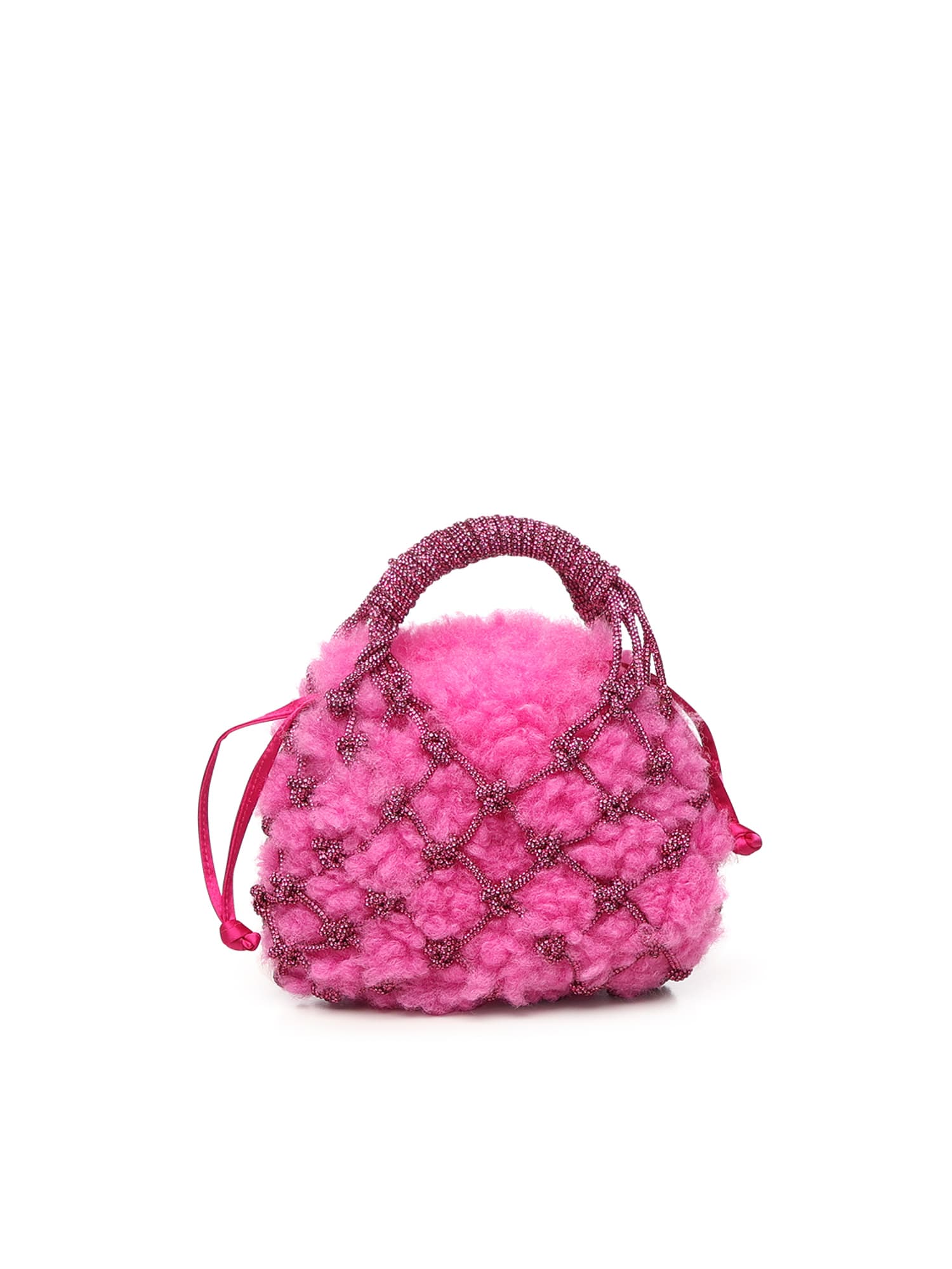 Kurt Geiger Mini Macramé Bag With Crystals In Pink