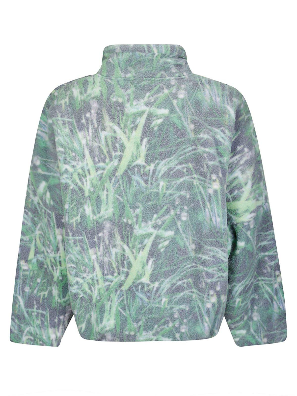 Shop Martine Rose Grass Printed Drawstring Sweatshirt In Green