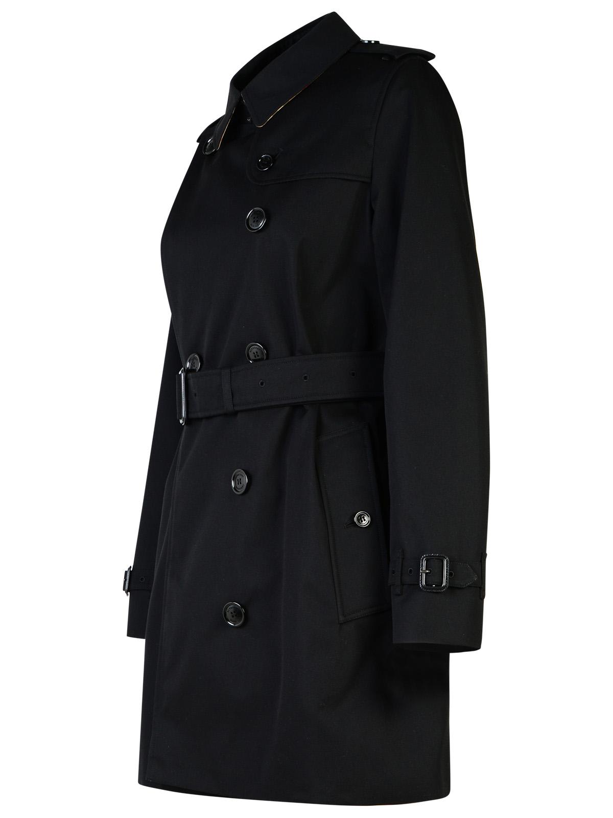 Shop Burberry Kensington Black Polyester Trench Coat