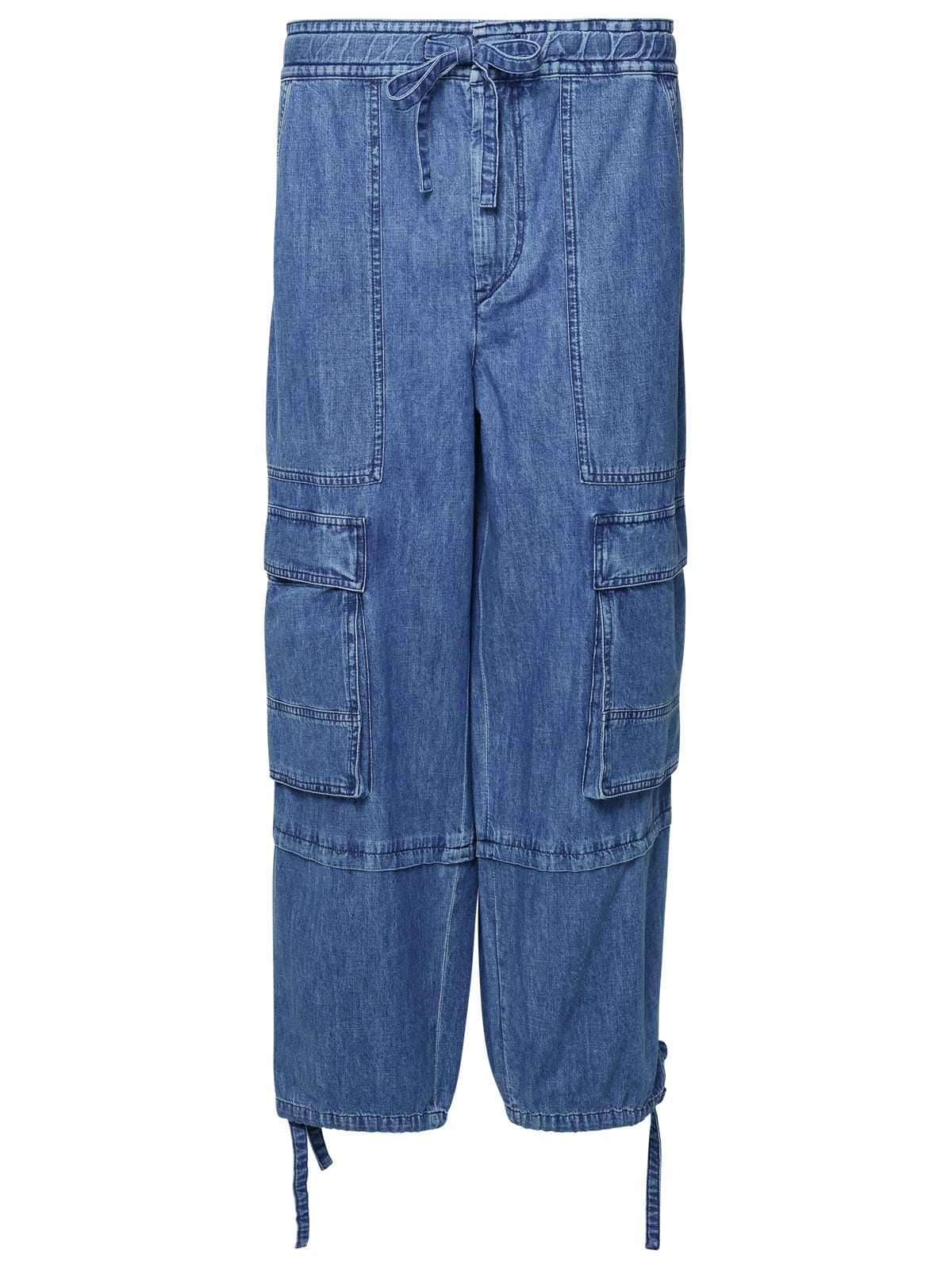 Shop Marant Etoile Ivy Blue Cotton Cargo Pants In Blue (blue)