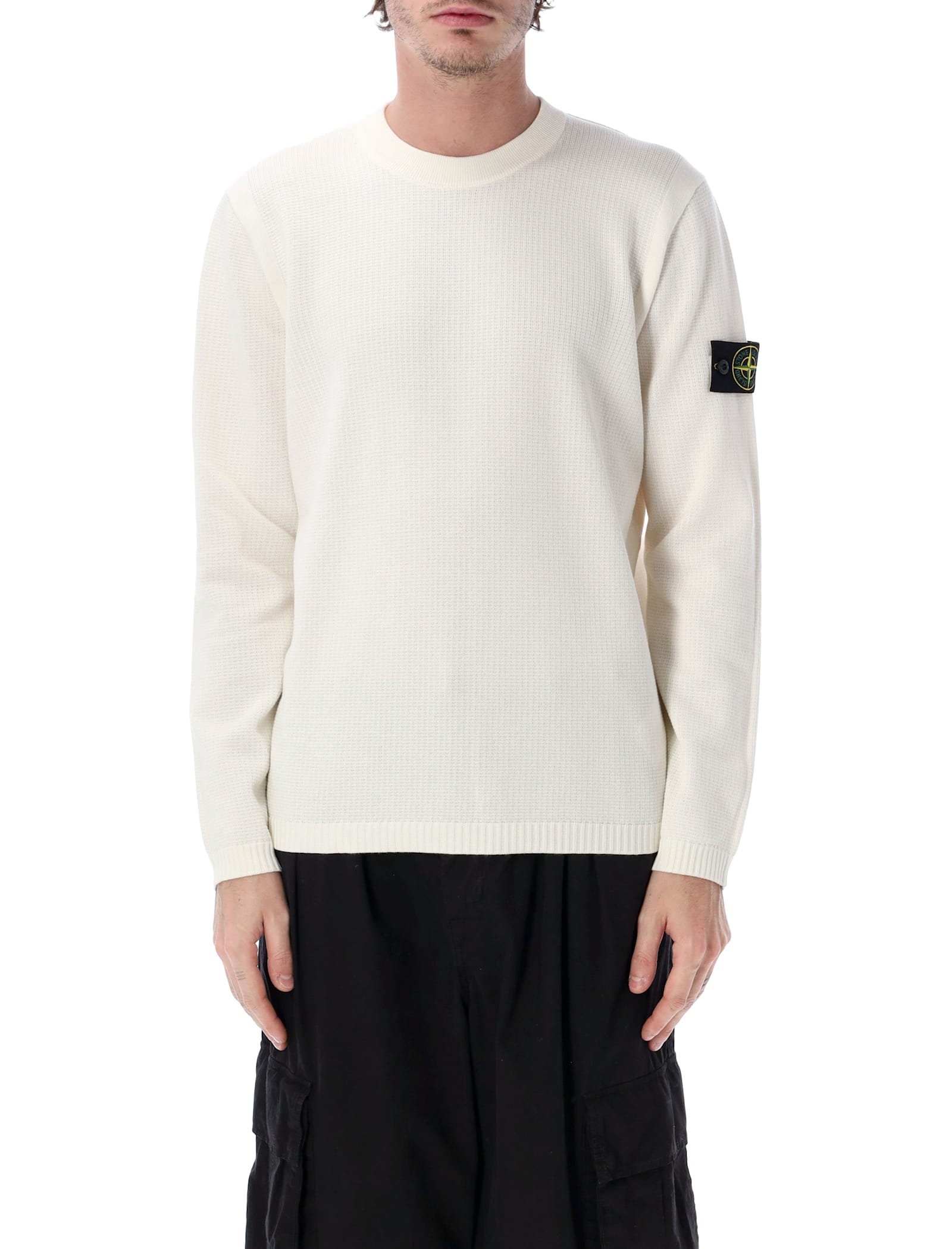 Stone Island Pull Col Rond - Blanc