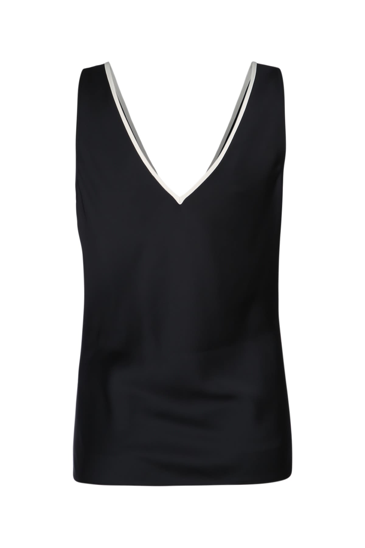 Calvin Klein Satin V-neck Sleeveless Top In Ckblack