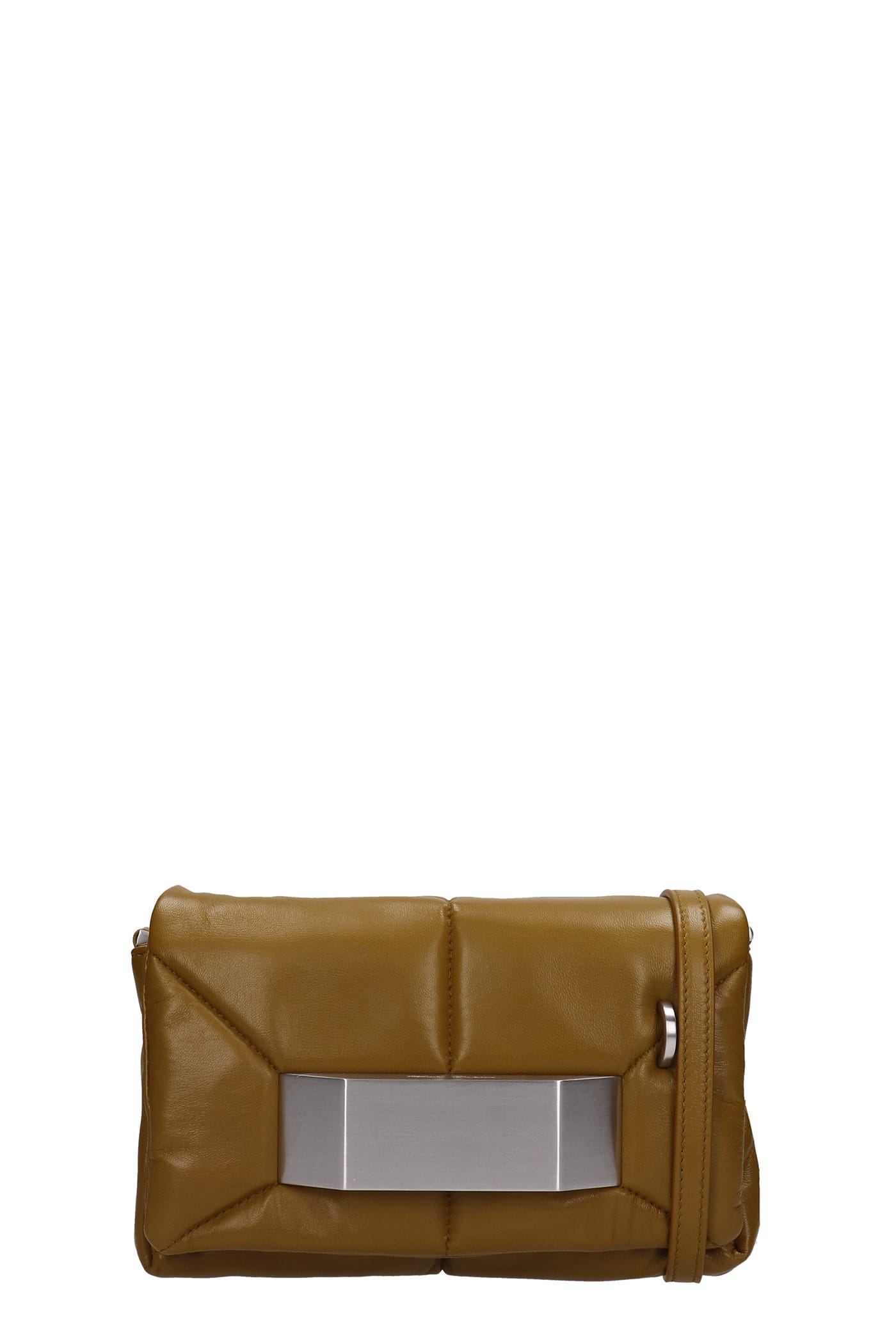 Rick Owens Quilted Griffin Clutch In Brown Leather