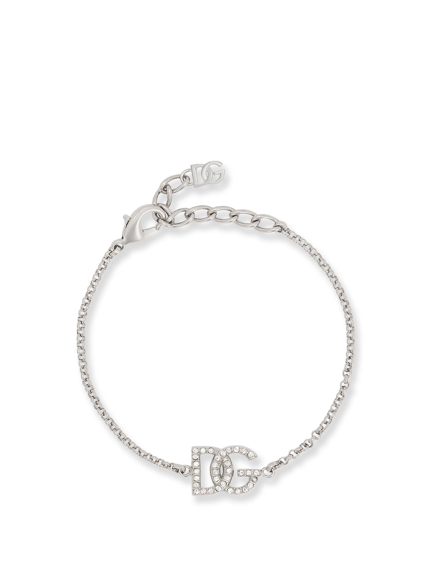 Dolce & Gabbana Crystal Embellished Dg Logo Bracelet In Metallic