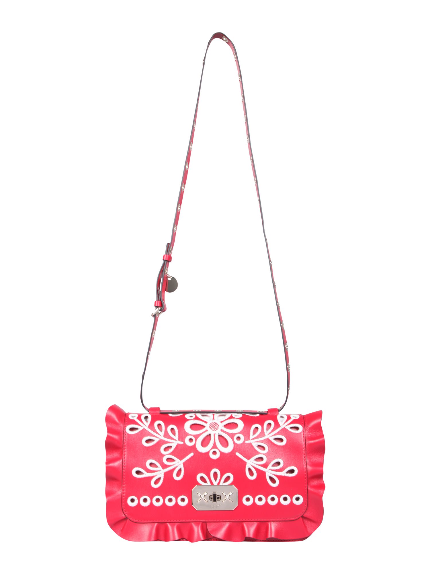 Red Valentino Rock Ruffle Shoulder Bag In Rosso