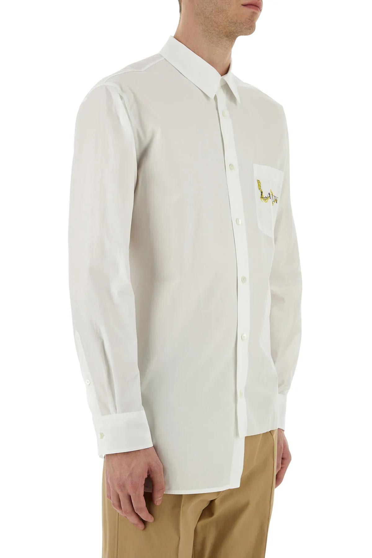 Shop Lanvin White Poplin Shirt In Bianco