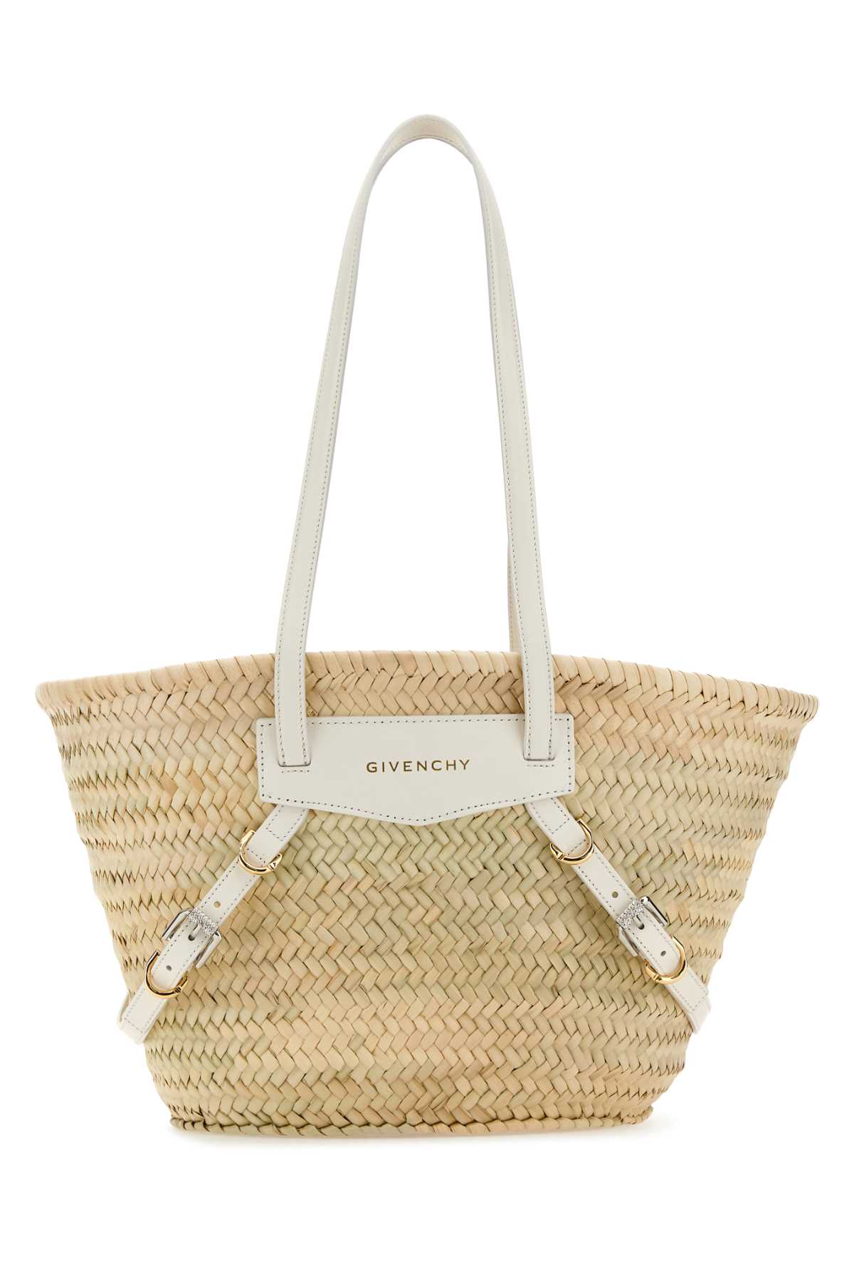 Shop Givenchy Straw Small Voyou Basket Shopping Bag In Ivory
