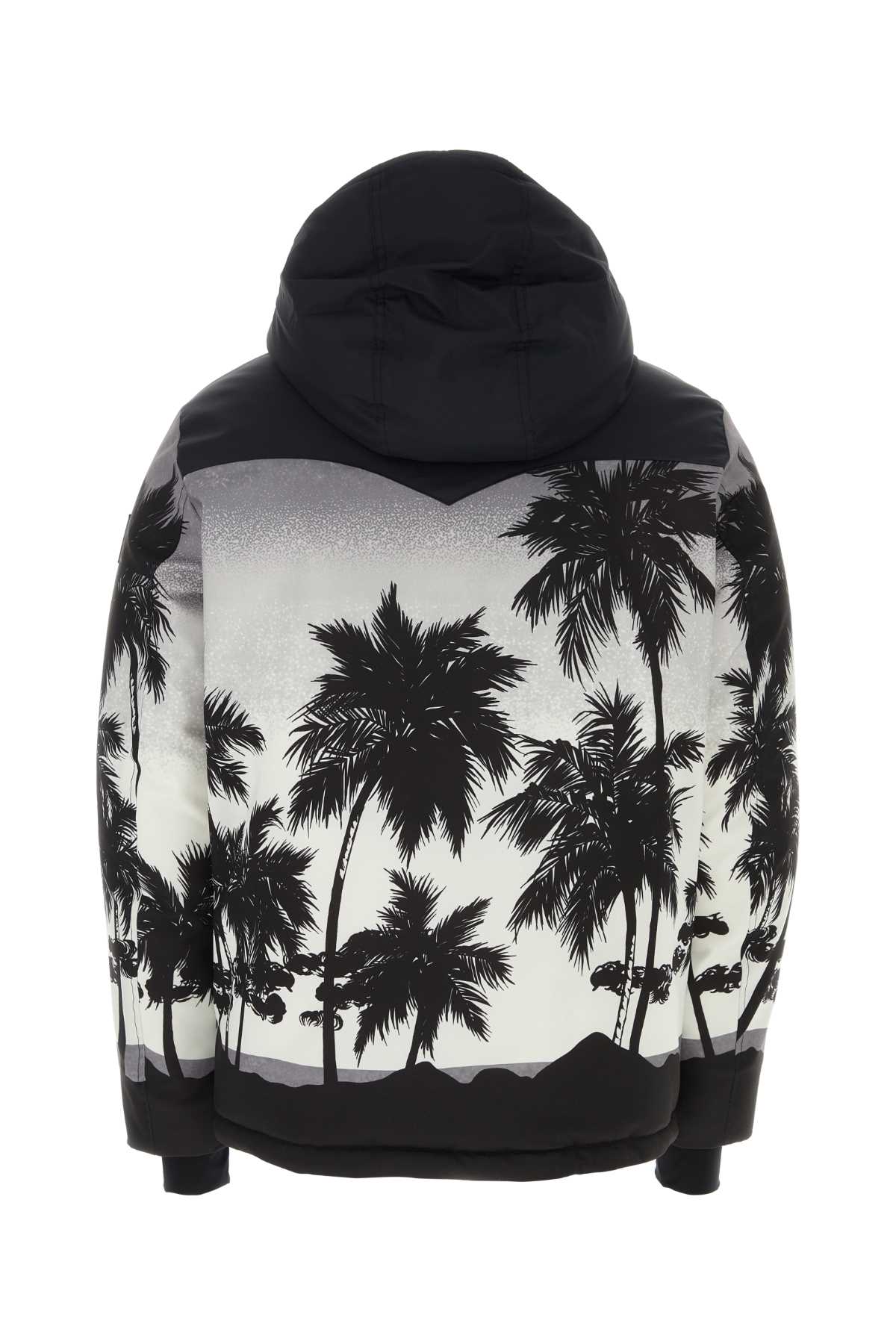 Shop Palm Angels Printed Polyester Palm Ski Jacket In Lightgreyblack