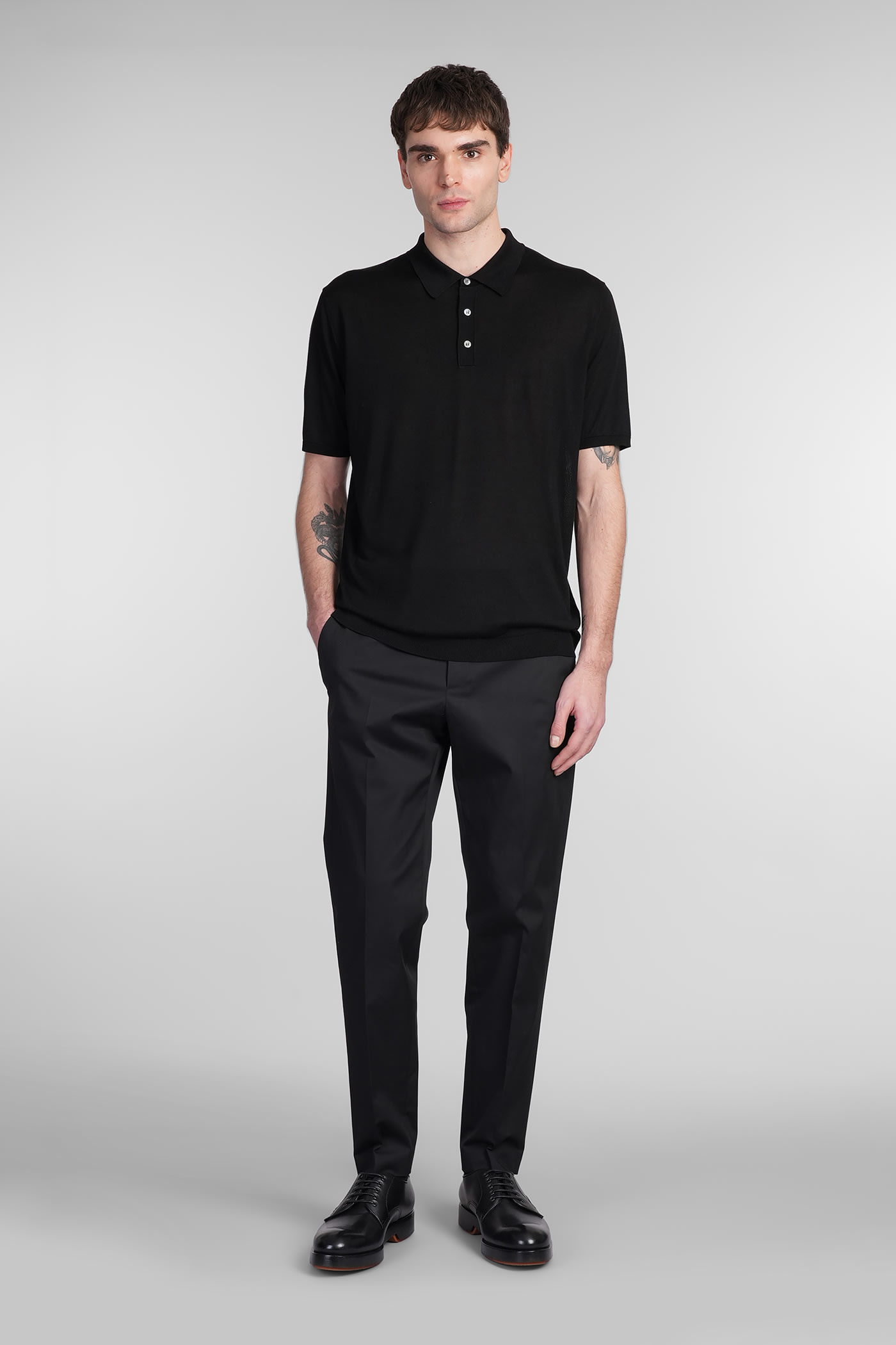 Pt Torino Sd75 Pants In Blue Cotton In Black
