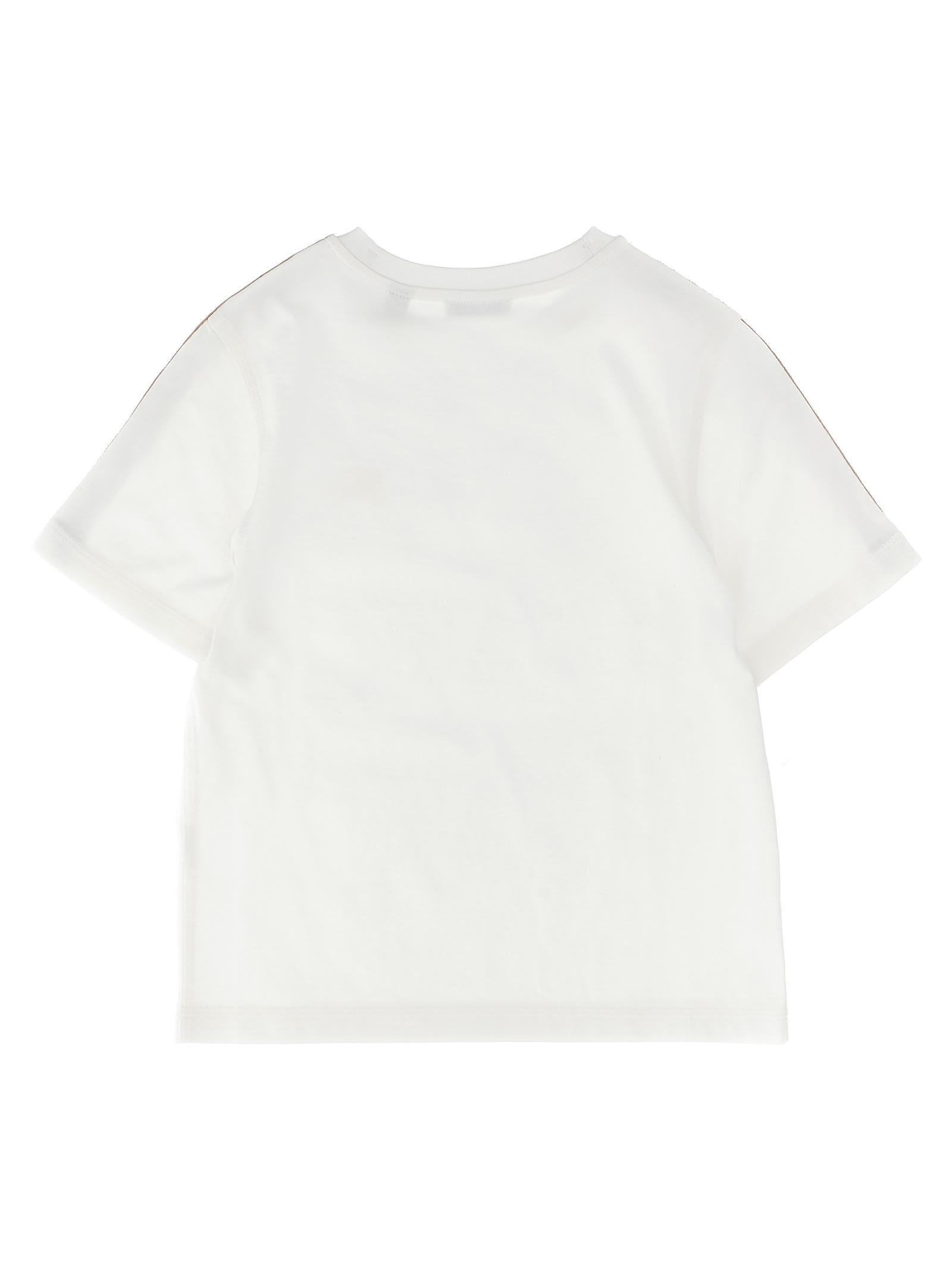 Burberry Childrens Check Trim Cotton T-shirt In White