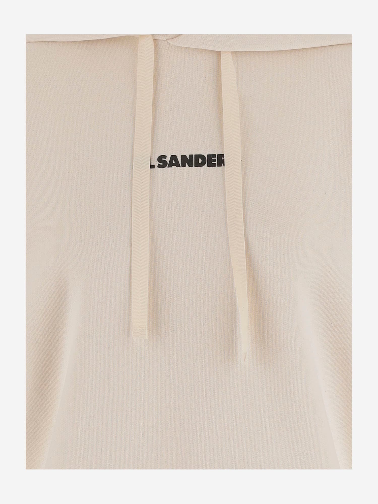 Jil Sander Logo Cotton Hoodie With Drawstring Hood In Neutral