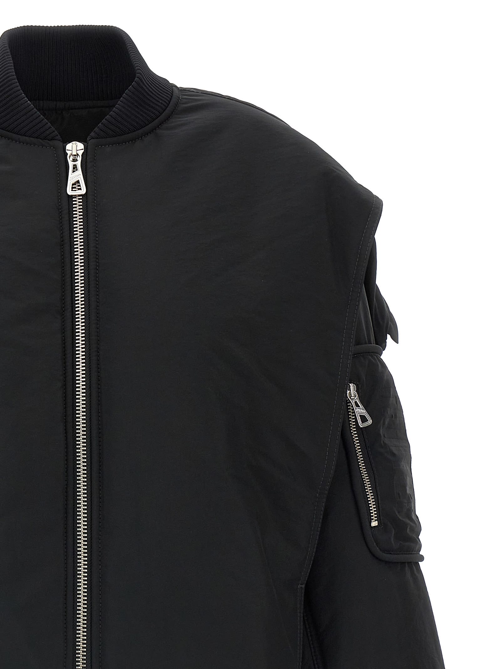 Jean Paul Gaultier Cropped Bomber With Hidden Hood Detail In Black