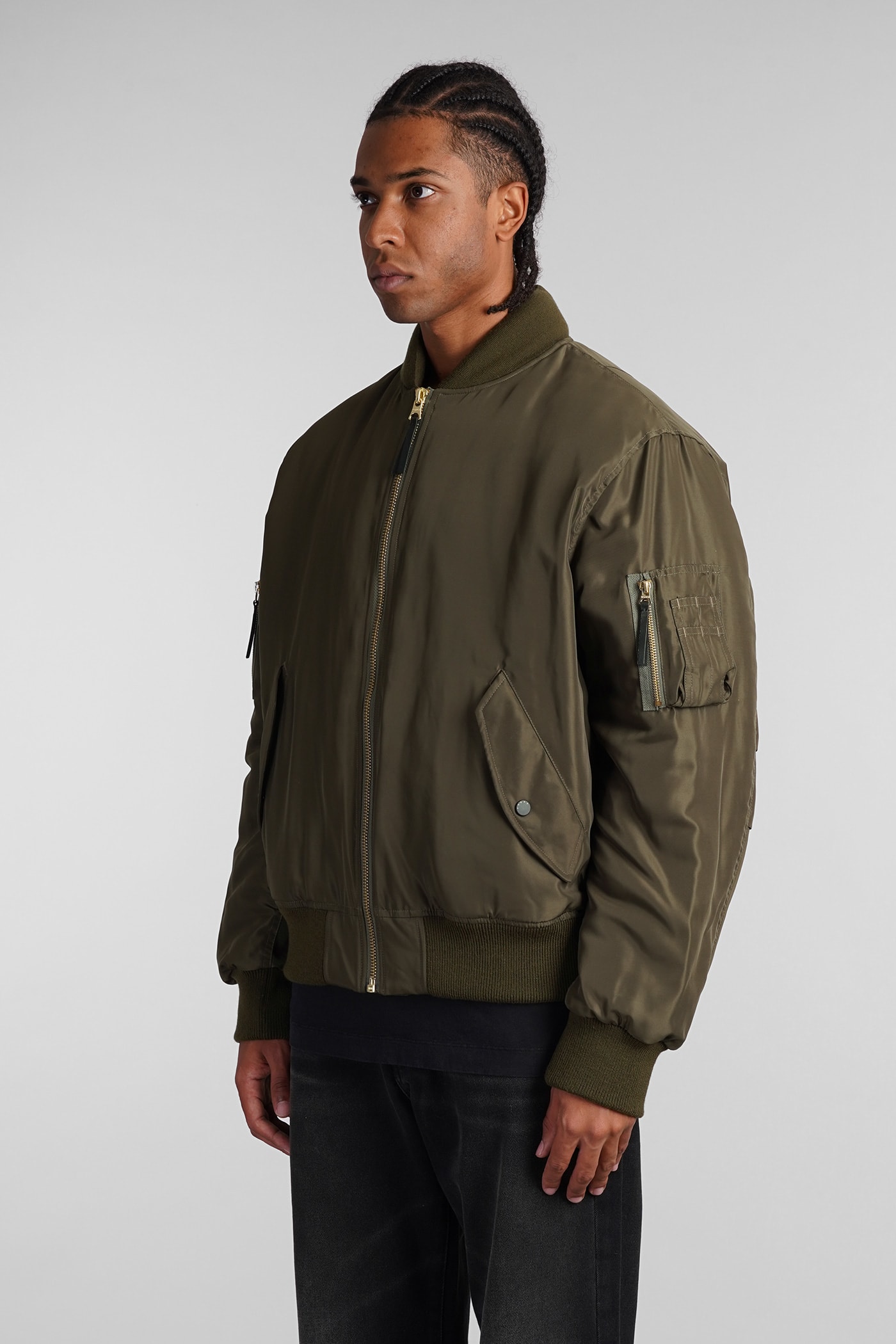 Shop Paura Brian Bomber In Green Polyamide