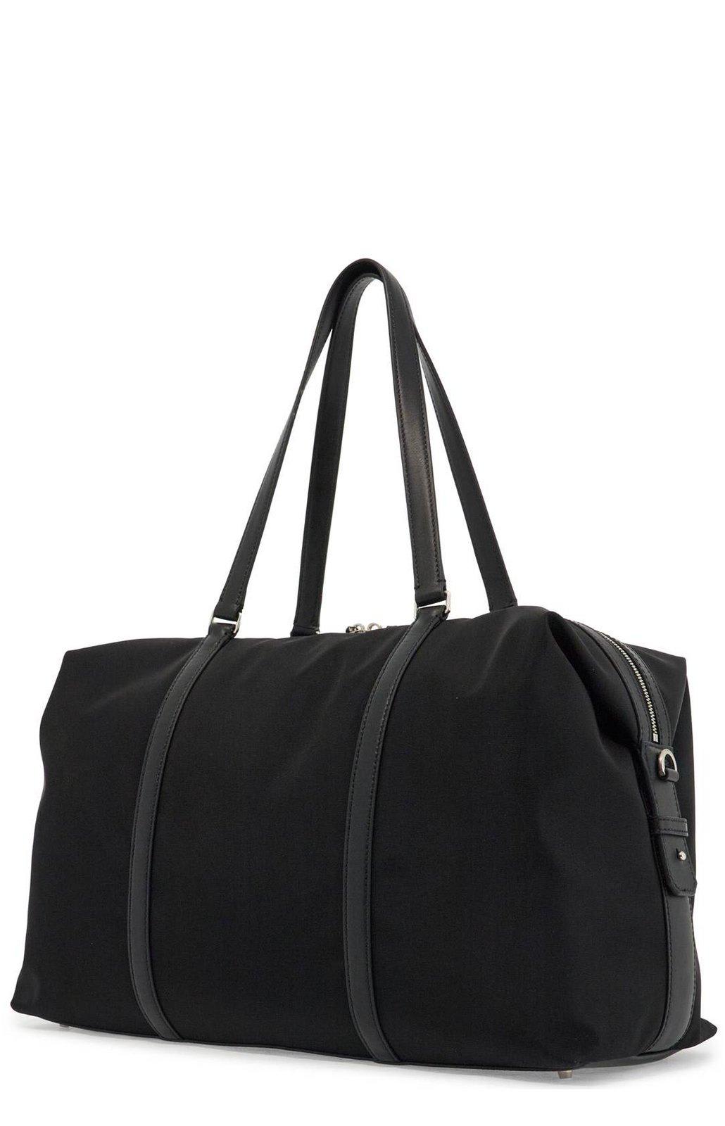 Bally Logo Patch Striped Travel Bag In Black