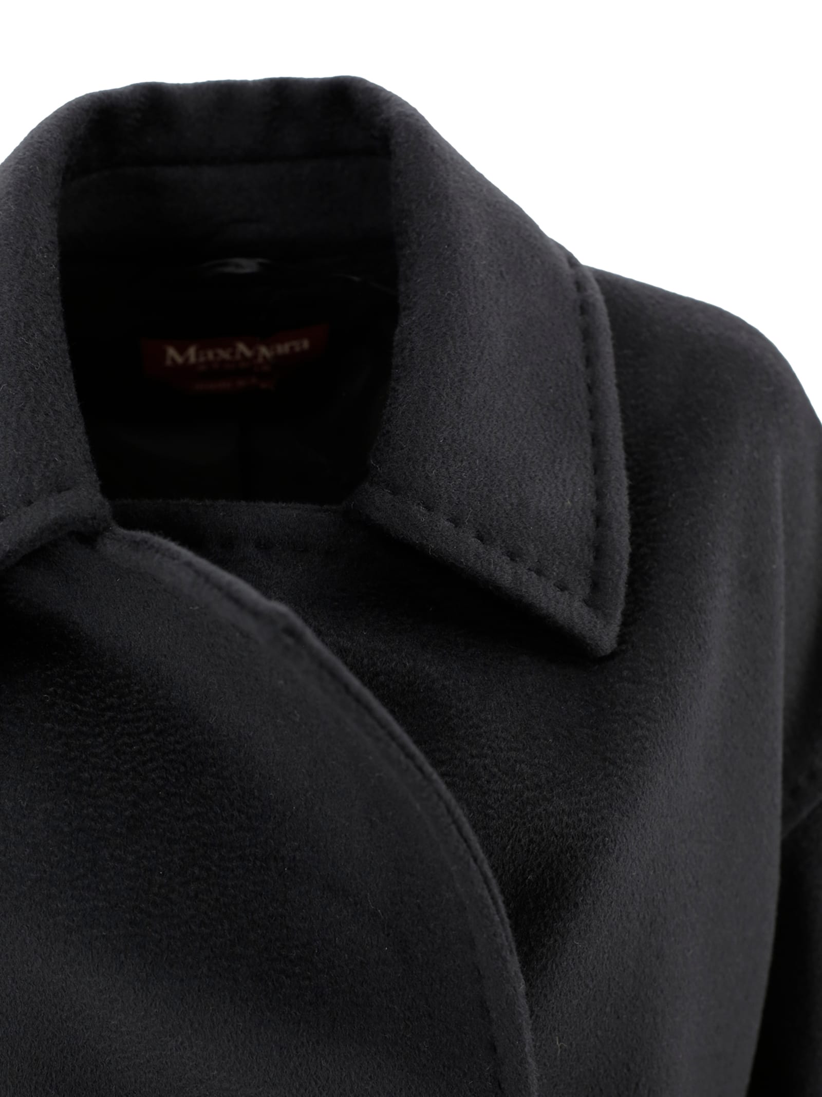 Max Mara Studio Pausa Double-breasted Virgin Wool Coat In Black