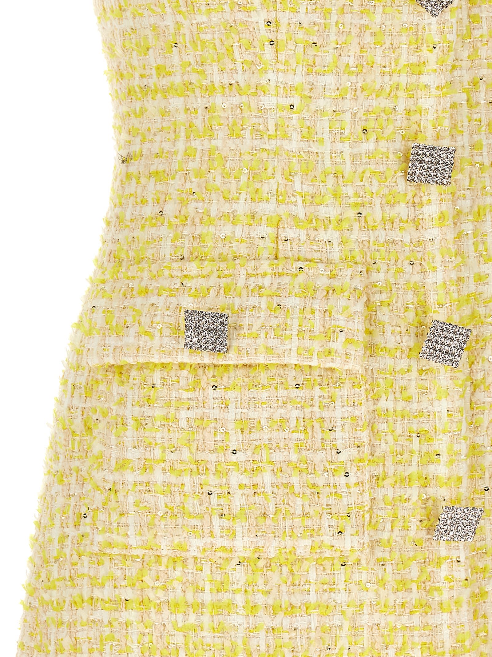 Shop Rotate Birger Christensen Boucle Dress In Yellow