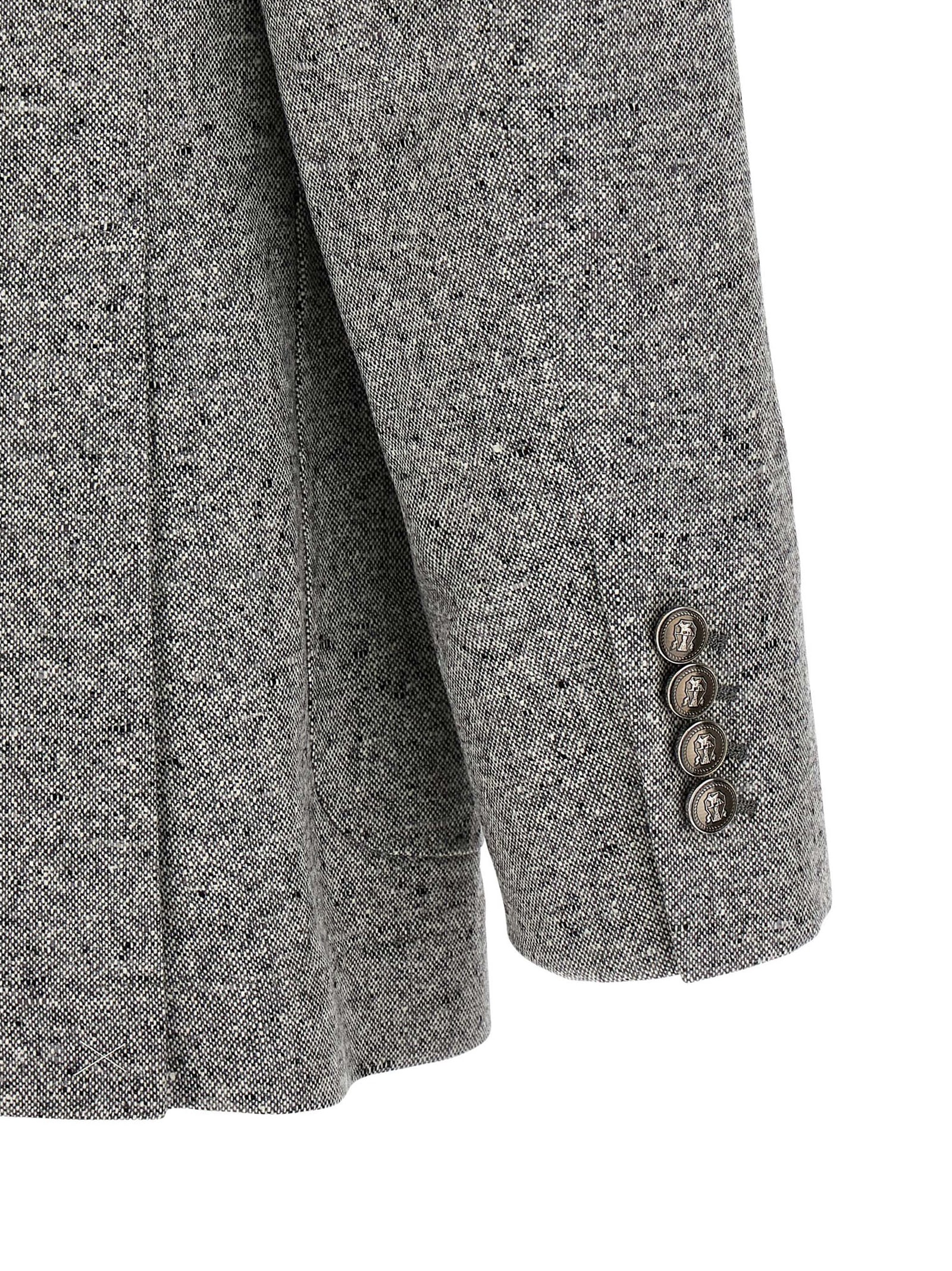Brunello Cucinelli Tailored Suit Set Double-breasted Jacket In Gray