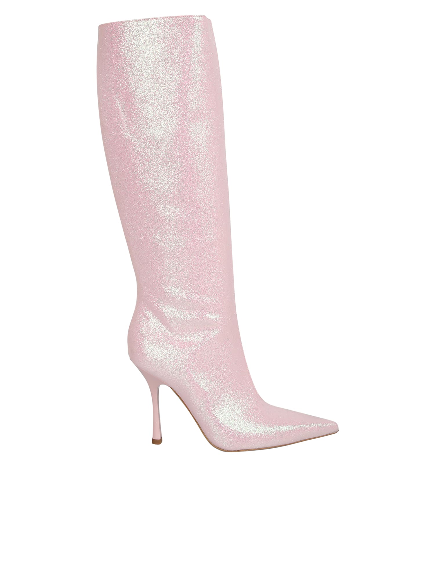 Leonie Hanne High-heel Micro-glitter Boots In Pink