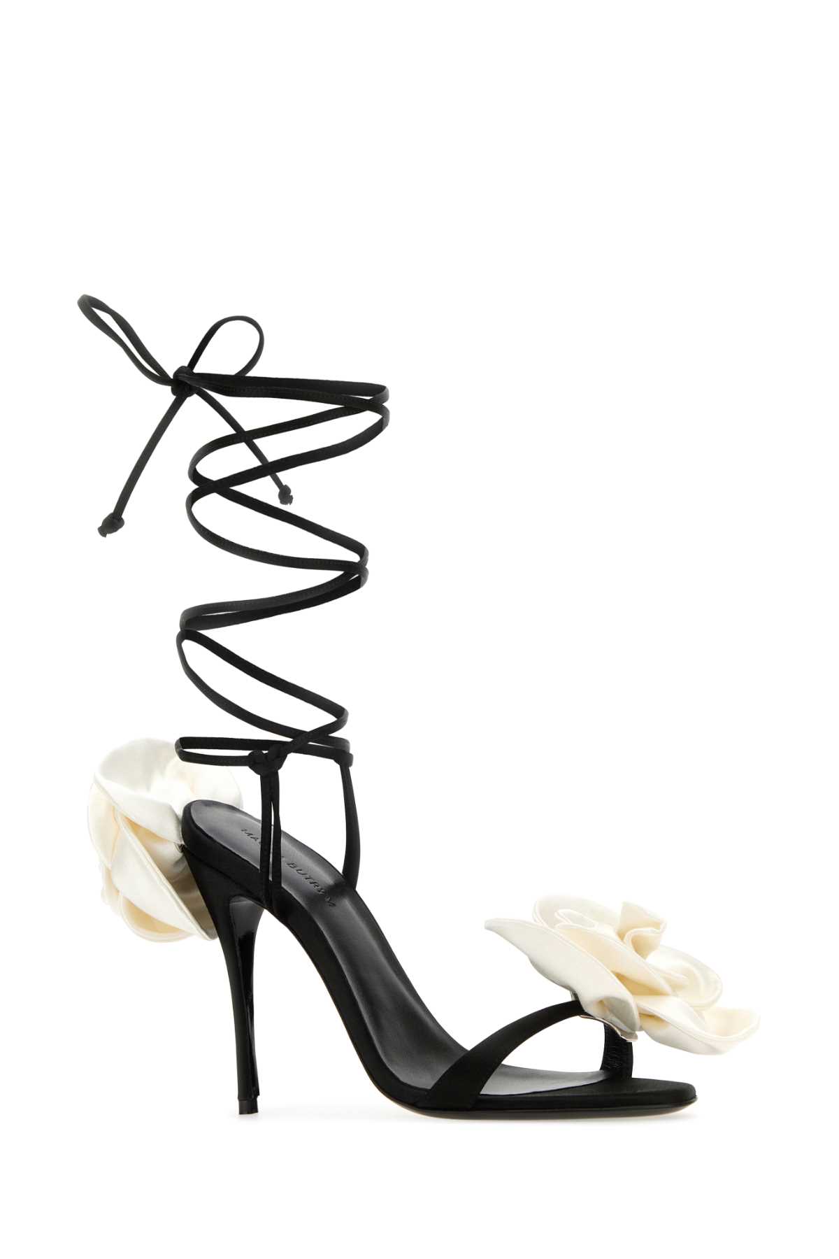 Magda Butrym 105 Double Flower Satin Sandals In Black
