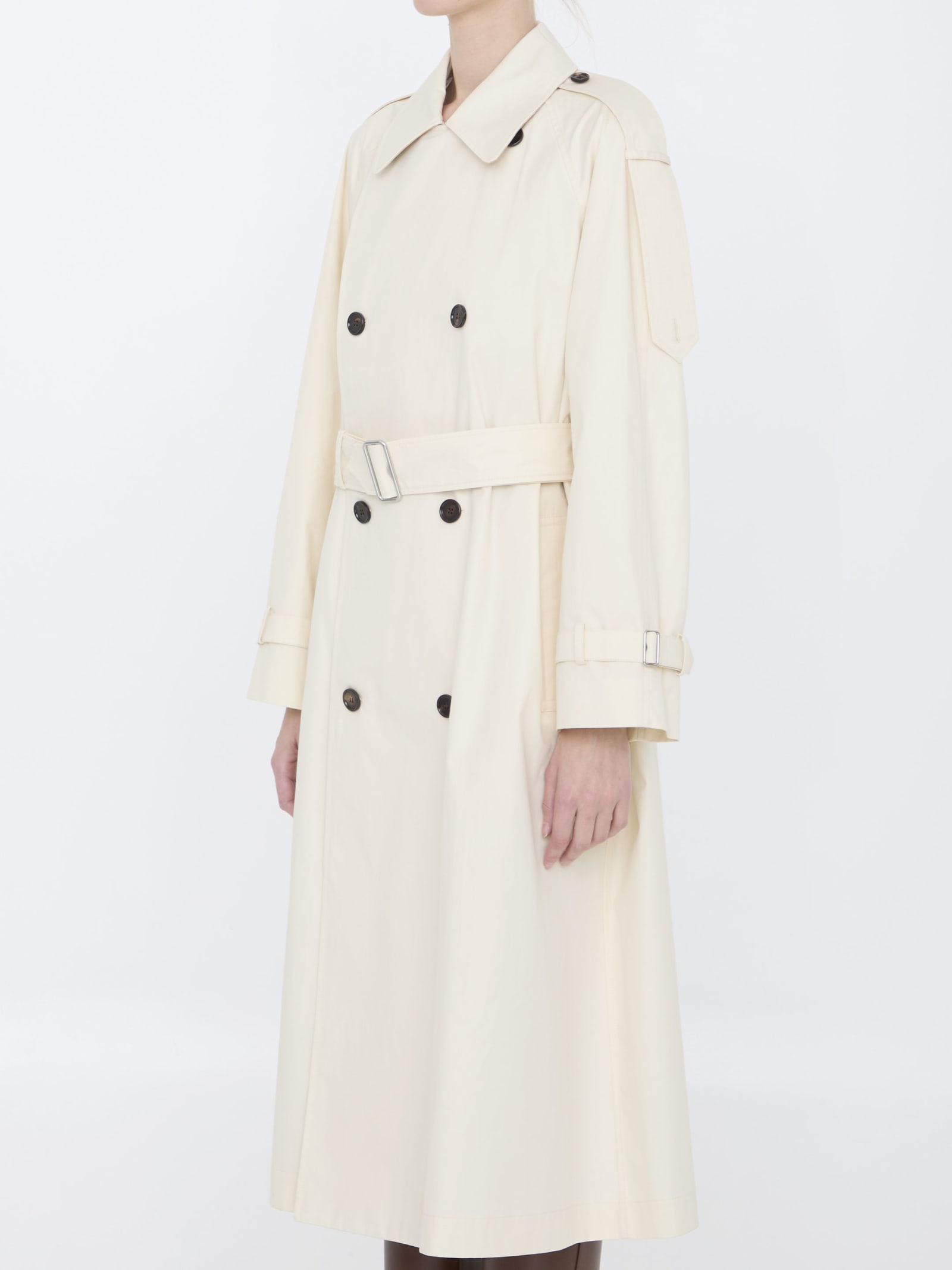 Shop Burberry Long Trench In Gabardine In Neutrals