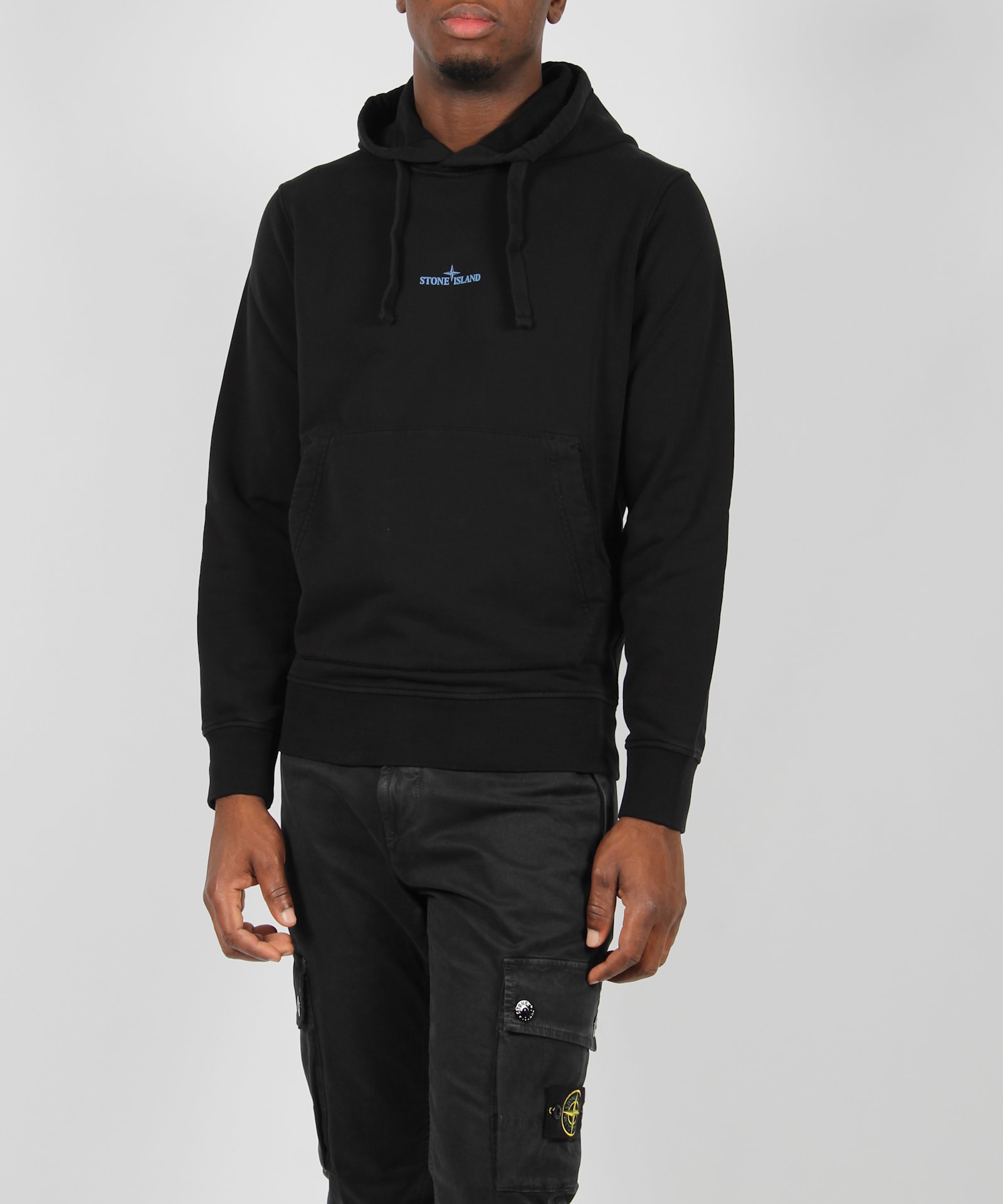 Shop Stone Island Logo Hoodie In Black