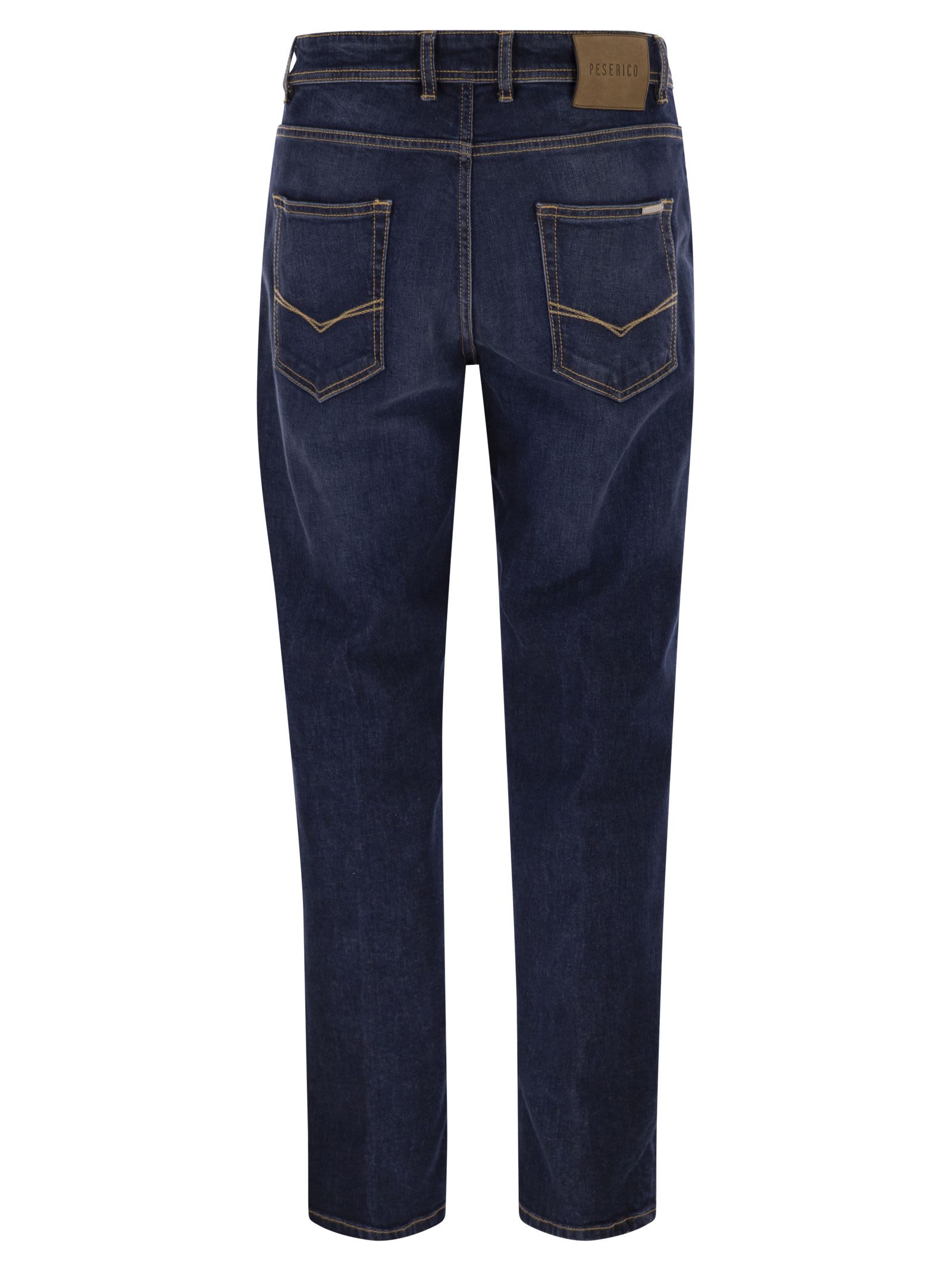 Peserico 5-pocket Stretch Cotton Twill Denim In Blue