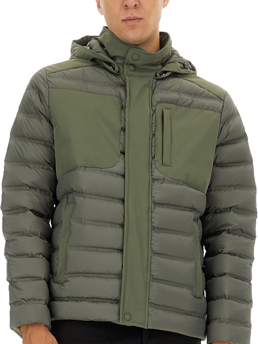 Colmar Seamless Water Repellent Hooded Down Jacket In Green