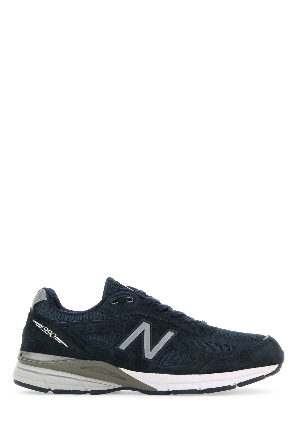 Shop New Balance Blue Fabric And Suede 990v4 Sneakers In Navy
