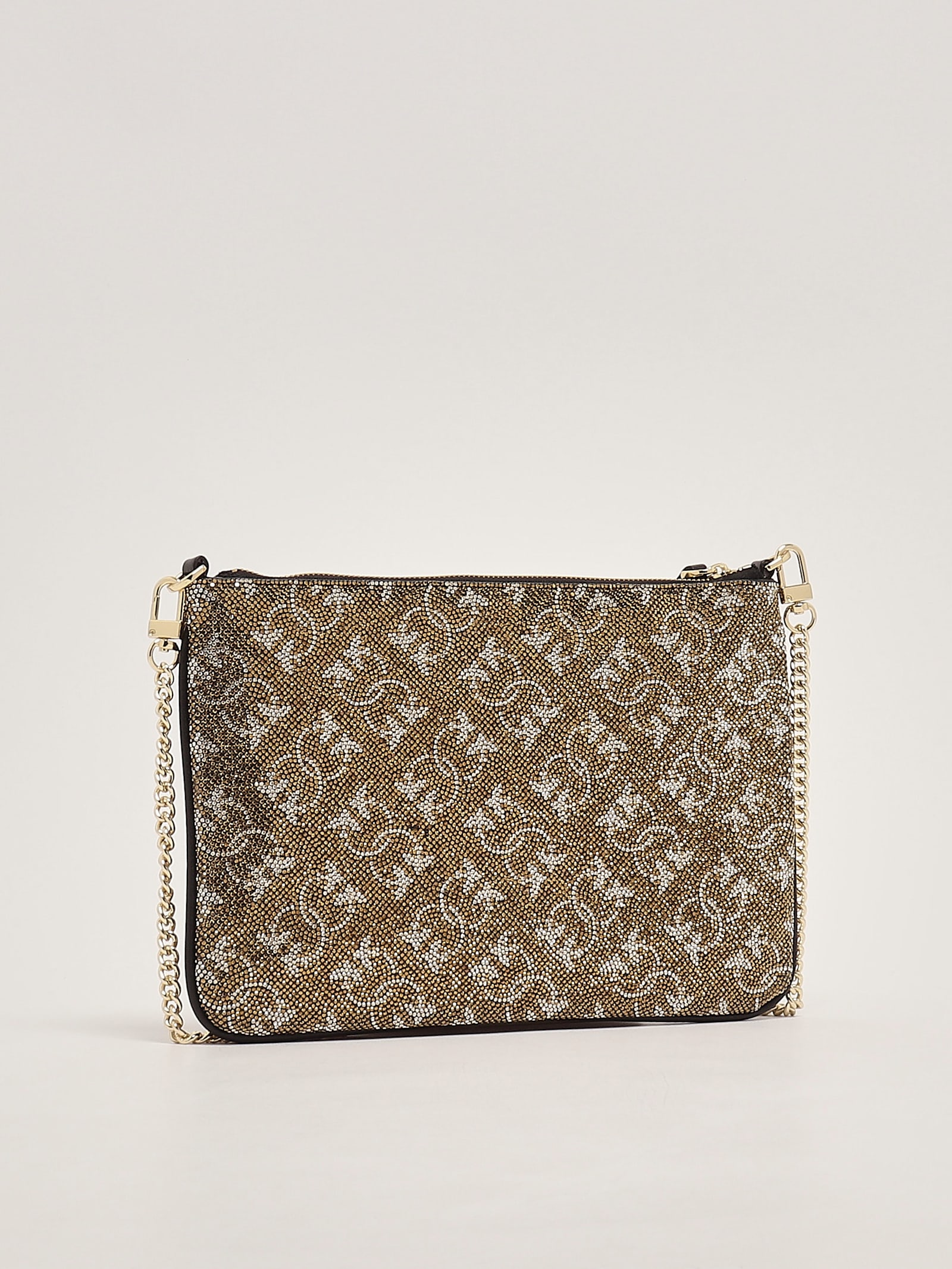 Shop Pinko Leather Clutch In Bronzo-oro