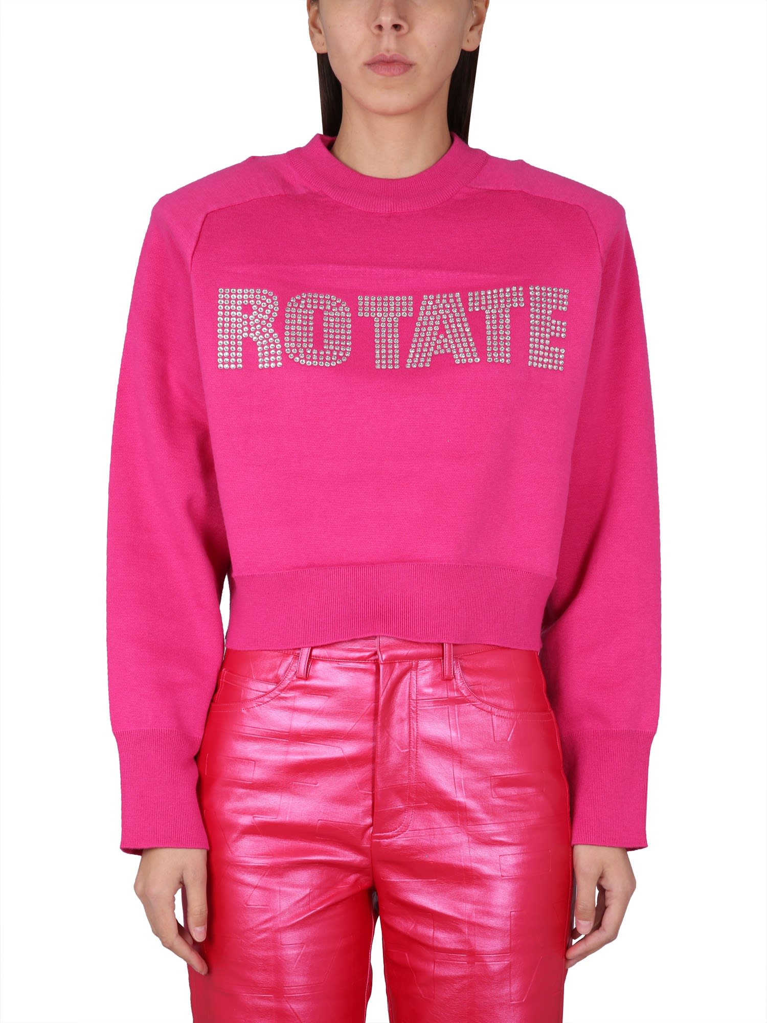 Shop Rotate Birger Christensen Sweatshirt With Logo In Pink Glo
