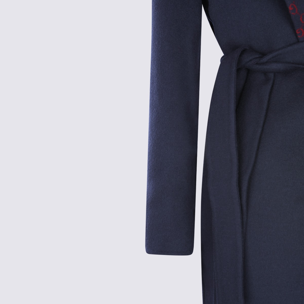 Gucci Navy Blue Wool Blend Reversible Coat In Black