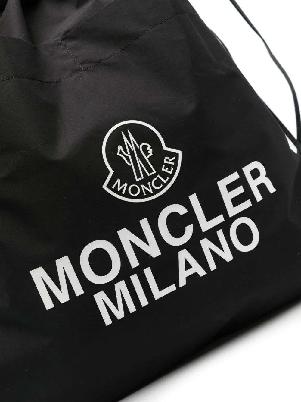 Shop Moncler Black Tote Bag With Aq Drawstring