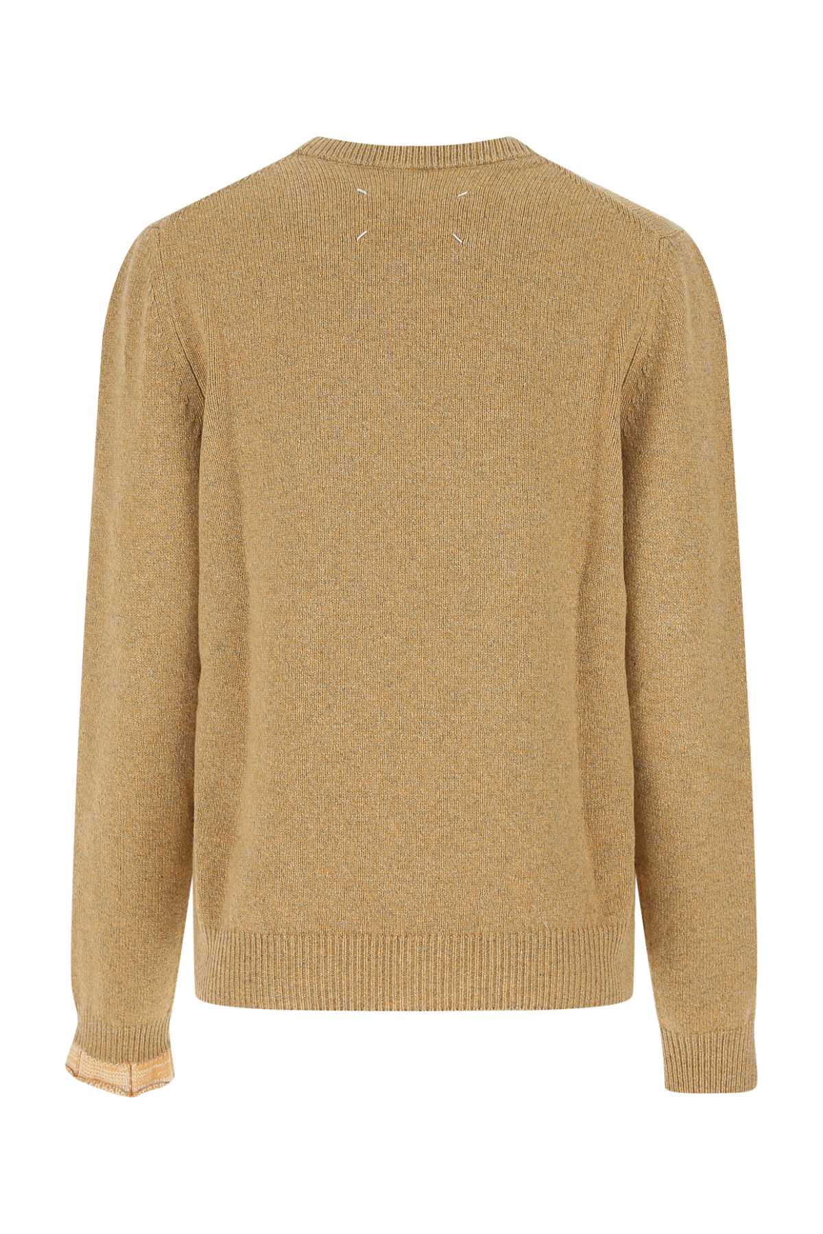 Shop Maison Margiela Melange Mustard Wool Blend Sweater In 153f