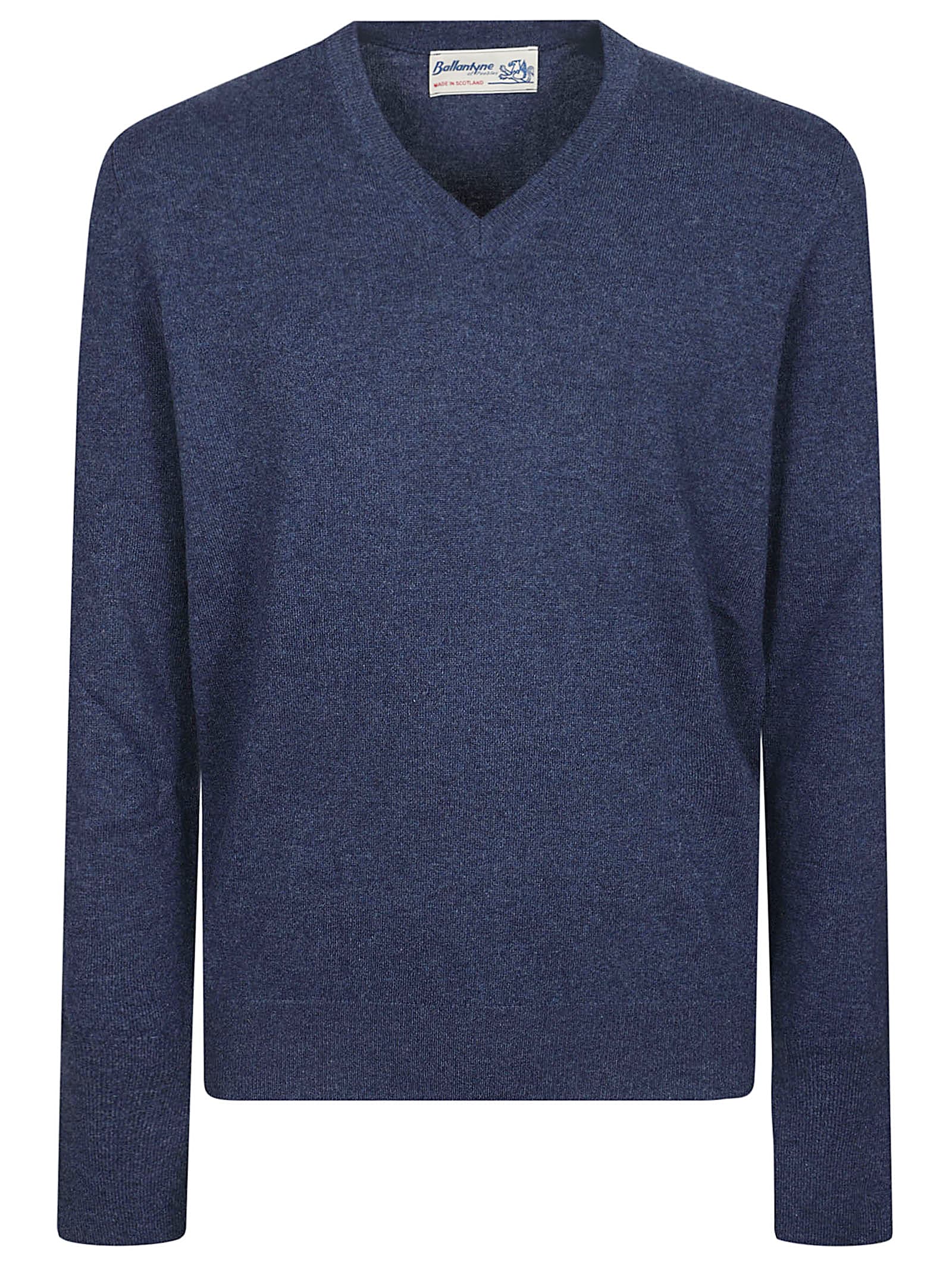 Shop Ballantyne Plain V-neck Sweater In Vintage Denim