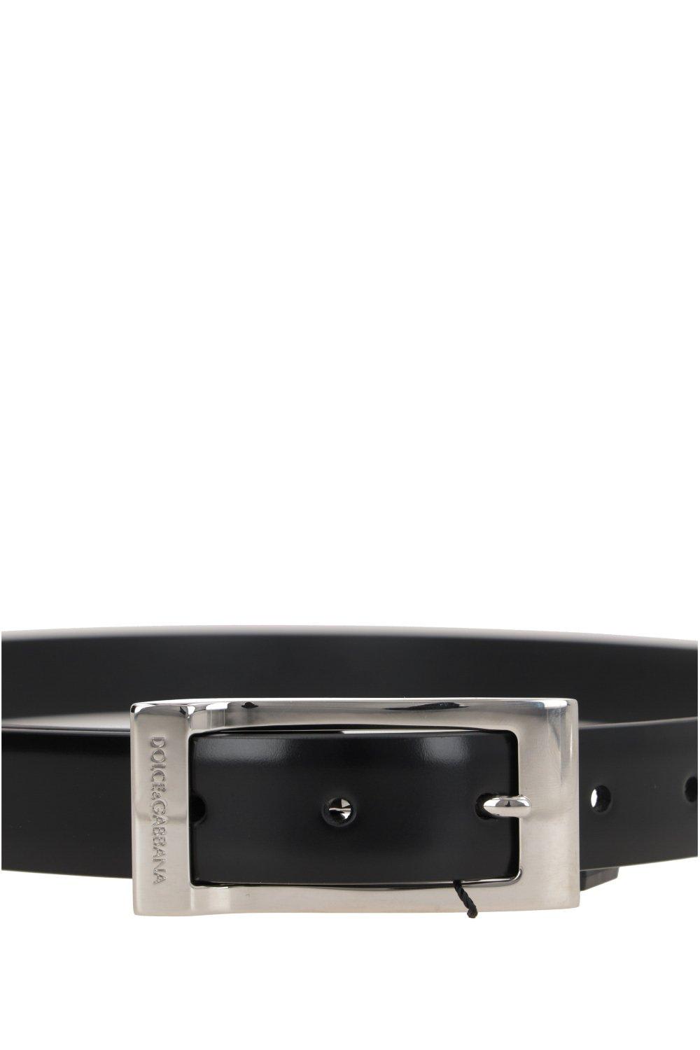 Shop Dolce & Gabbana Logo Engraved Buckle Belt In Black