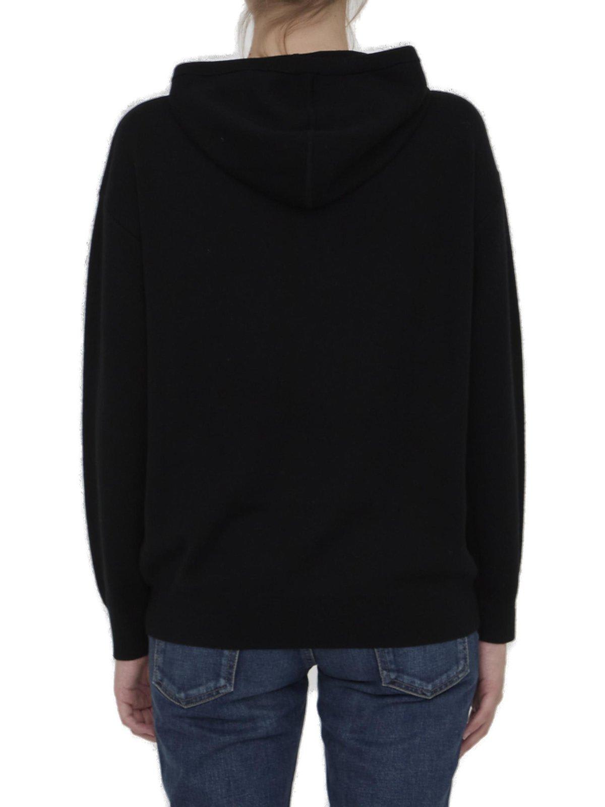 Shop Max Mara Pamir Drawstring Long-sleeved Hoodie In Black