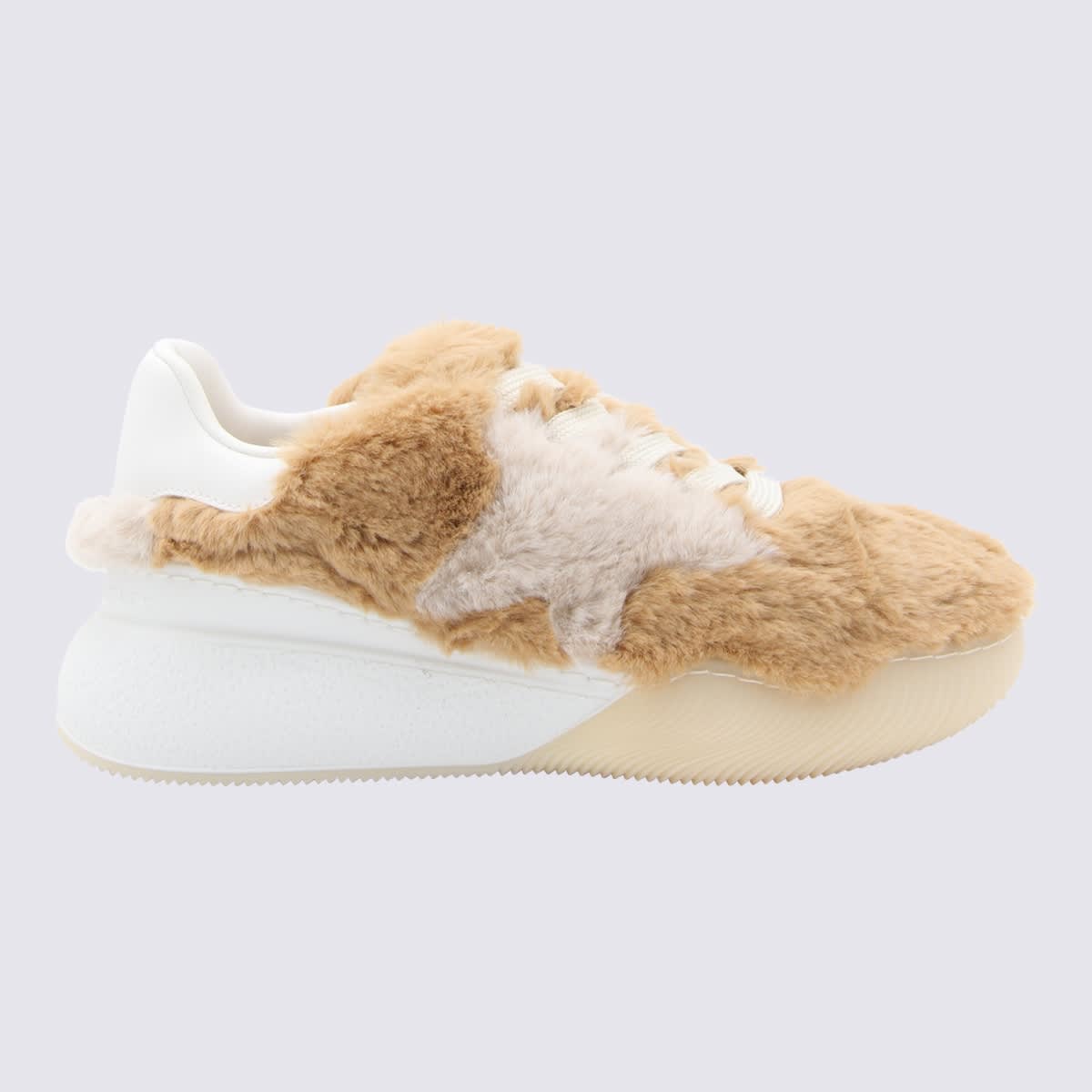 Stella Mccartney Beige And White Canvas Loop Trainers