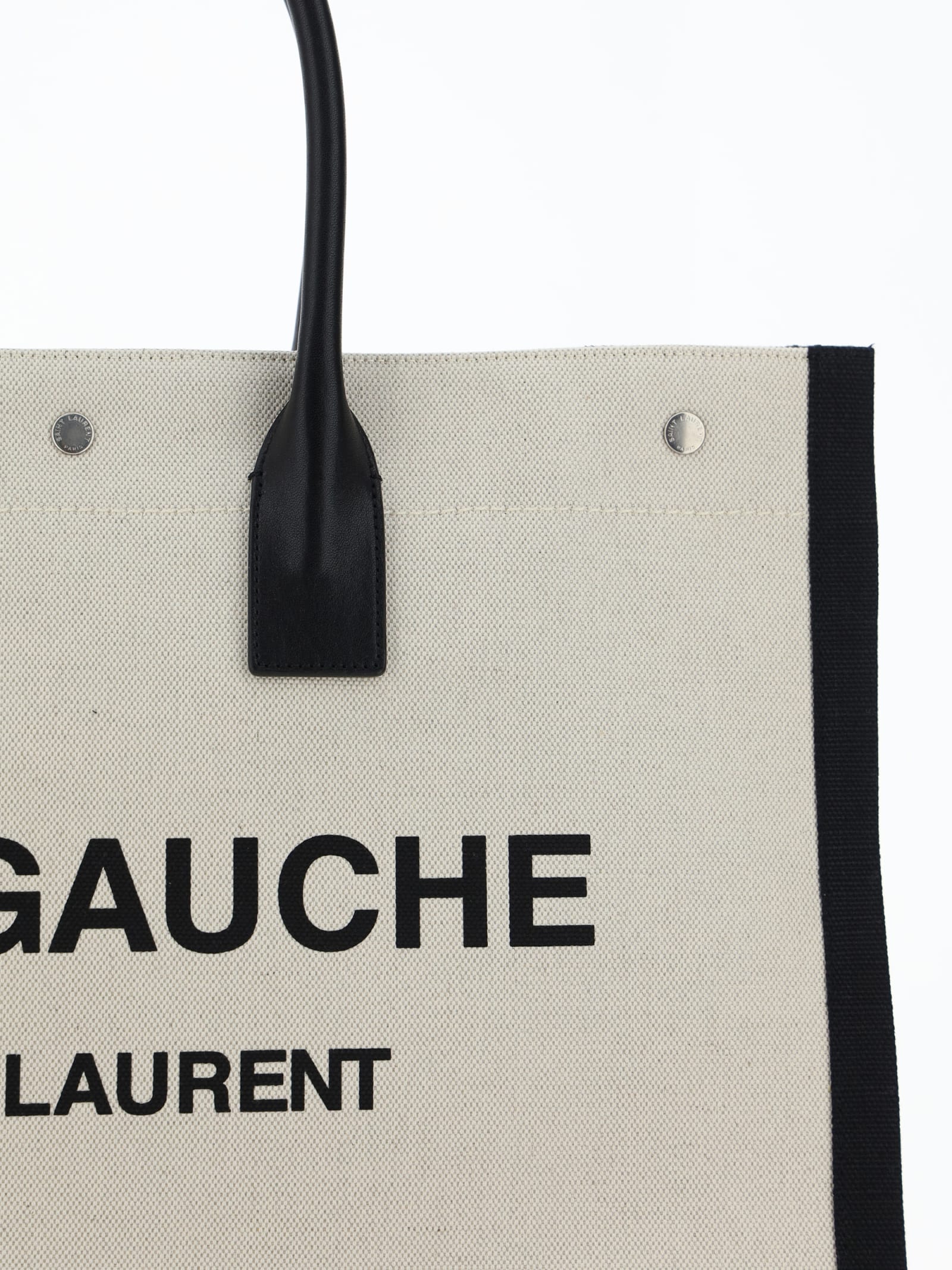 Shop Saint Laurent Rive Gauche Handbag In Greggio/nero