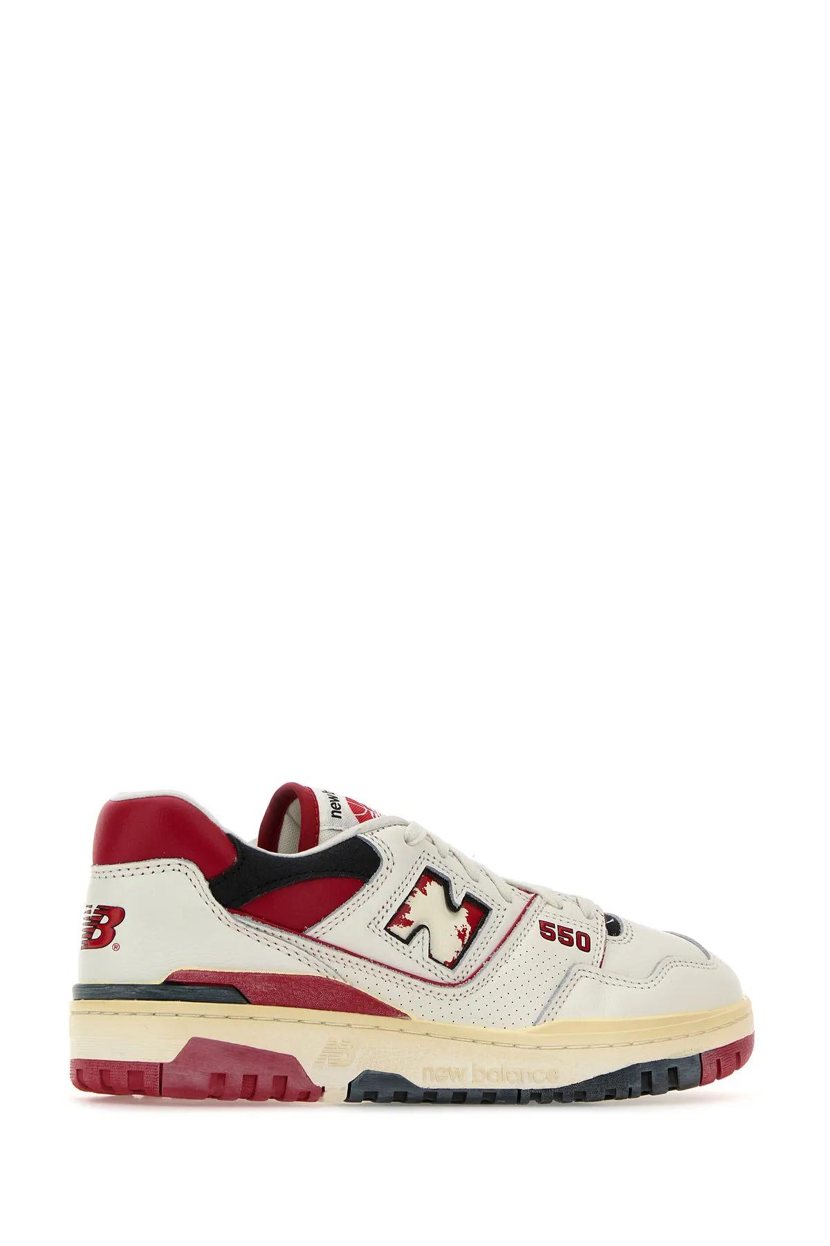 Shop New Balance Multicolor Leather 550 Sneakers In Red