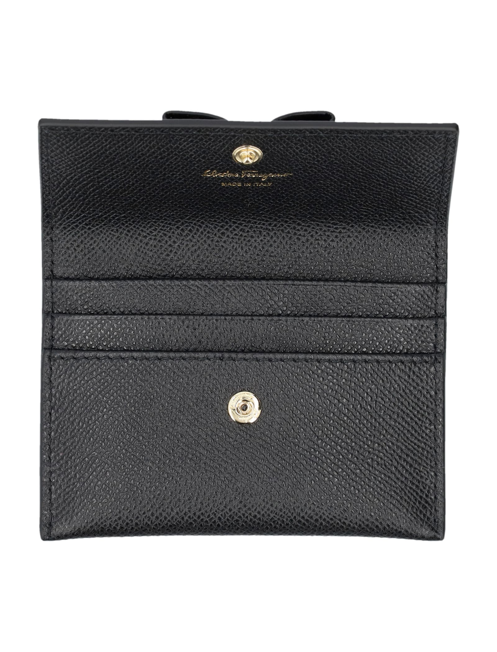 Shop Ferragamo Vara Bow Wallet In Black