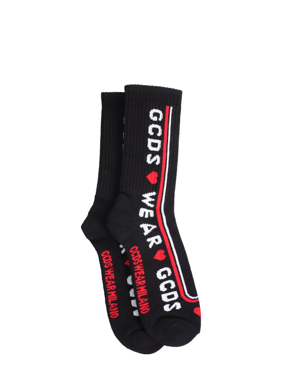 Shop Gcds Socks With Love  Logo In Black