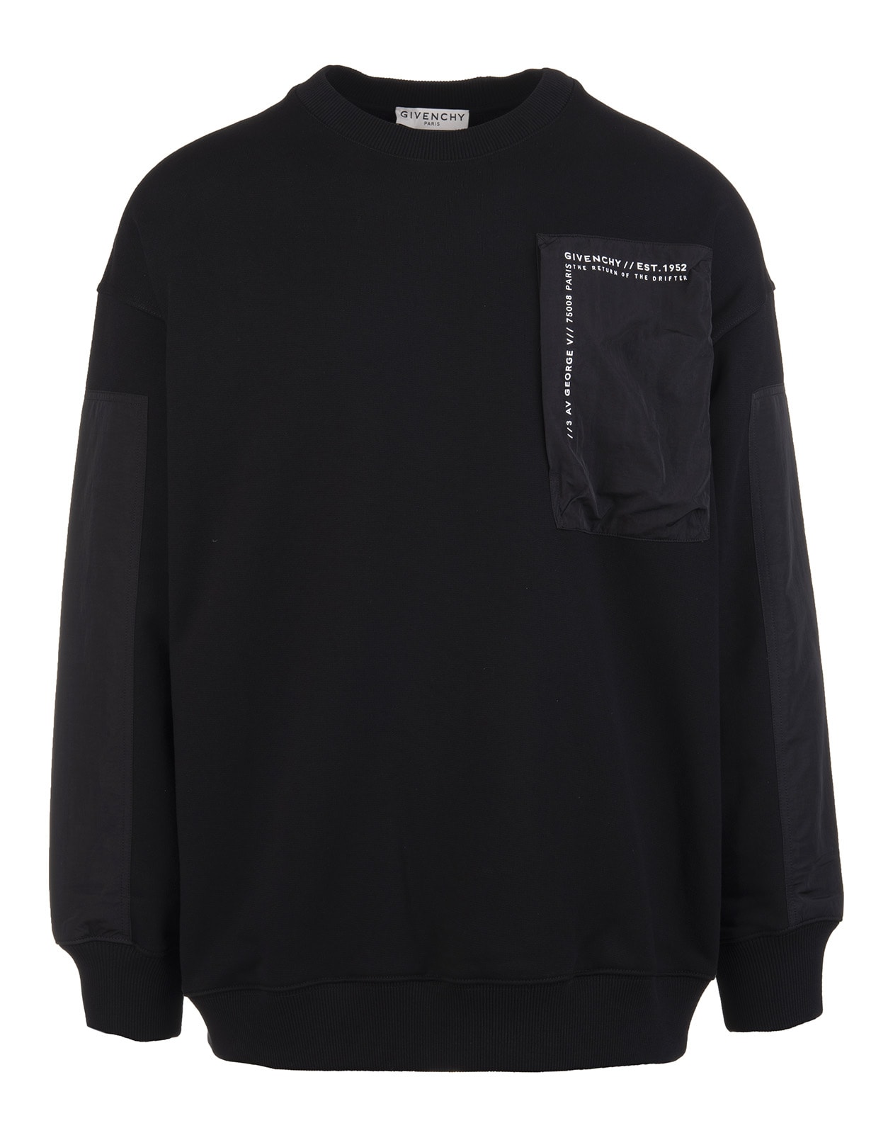 Man Black Bimaterial Givenchy Sweatshirt
