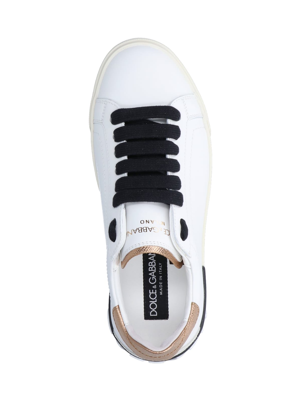 Shop Dolce & Gabbana Portofino Sneakers In Bianco/oro