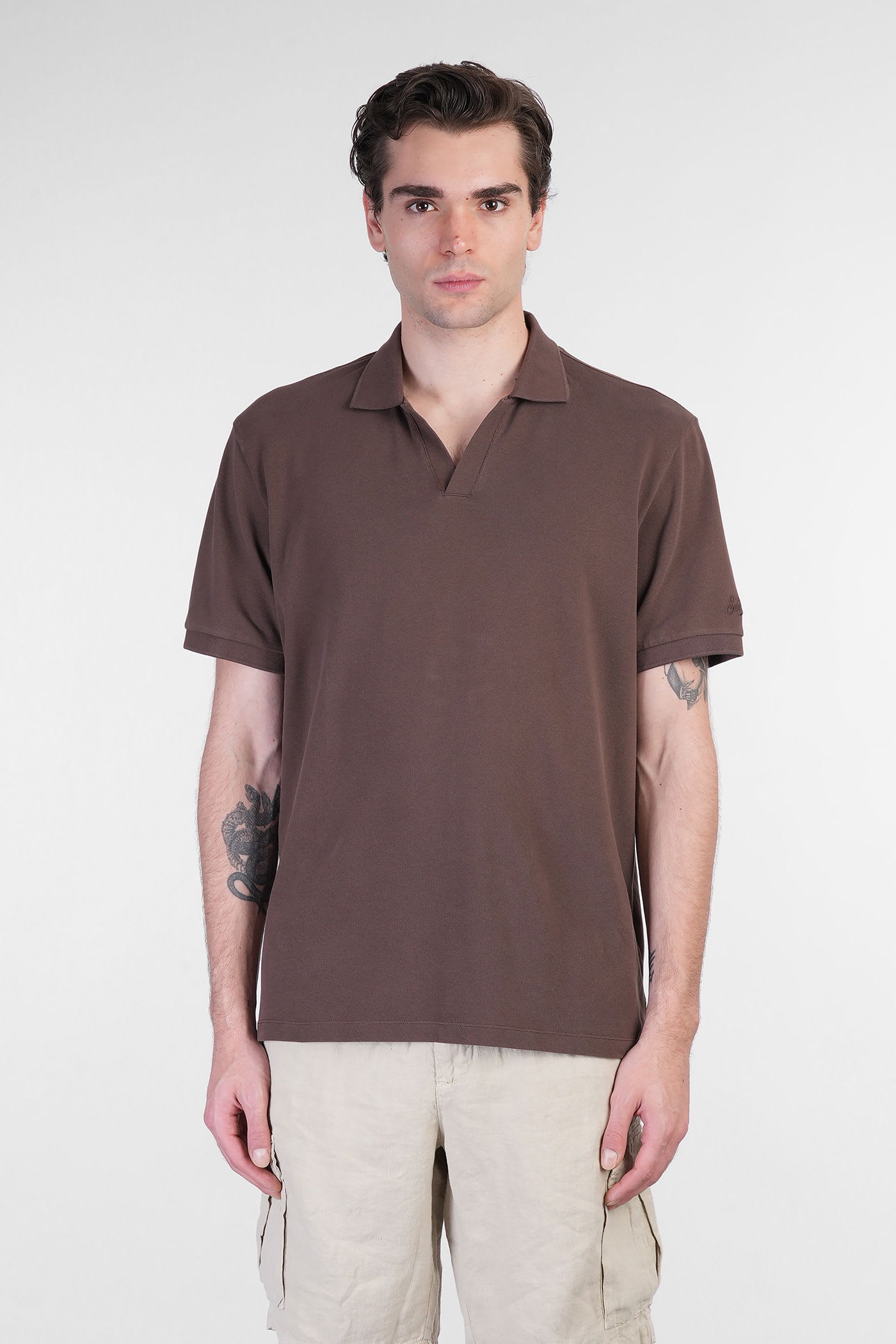 Mc2 Saint Barth Brighton Polo In Brown Cotton In Brown