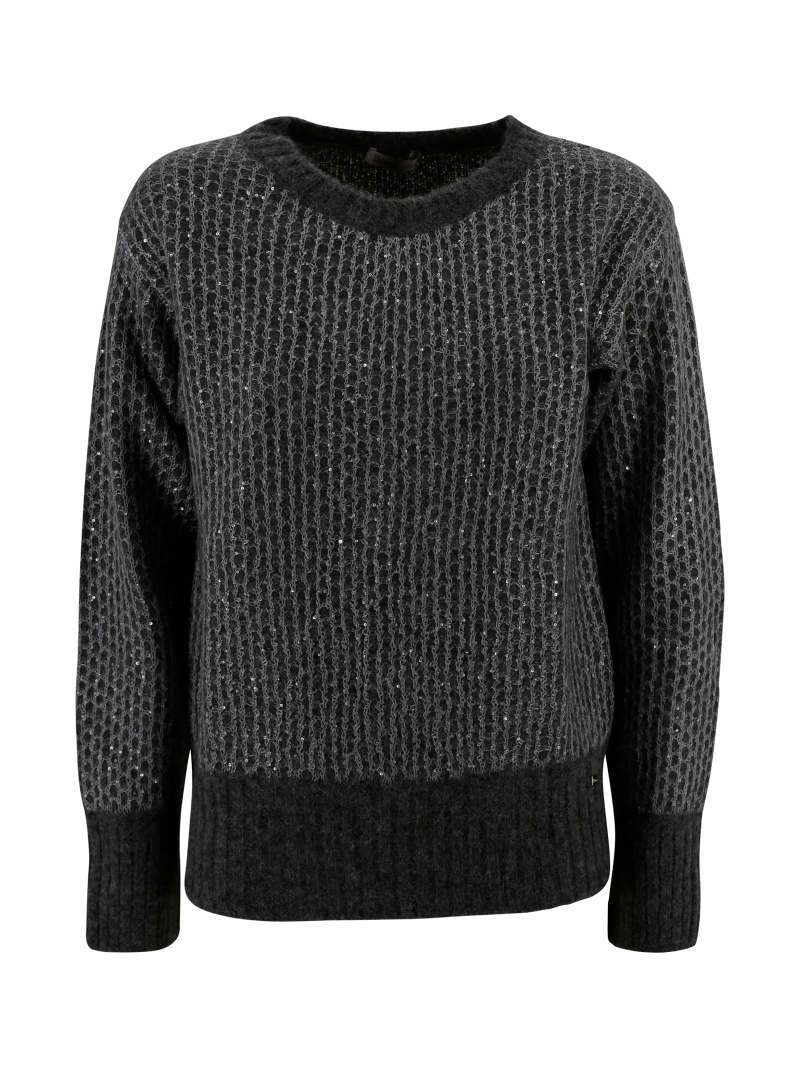 Crew Neck Sweater With Sequin Workmanship