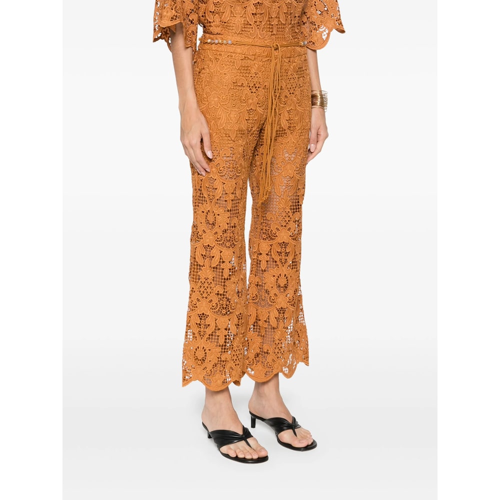 Zimmermann Orange Lace Coco Pant In Brown