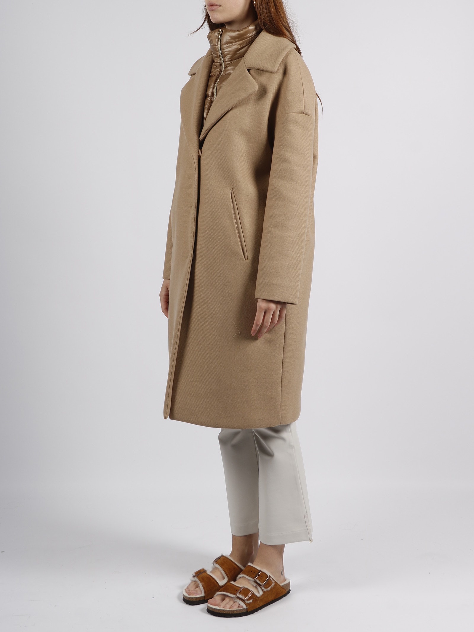 Shop Herno Double-front Coat In Sabbia